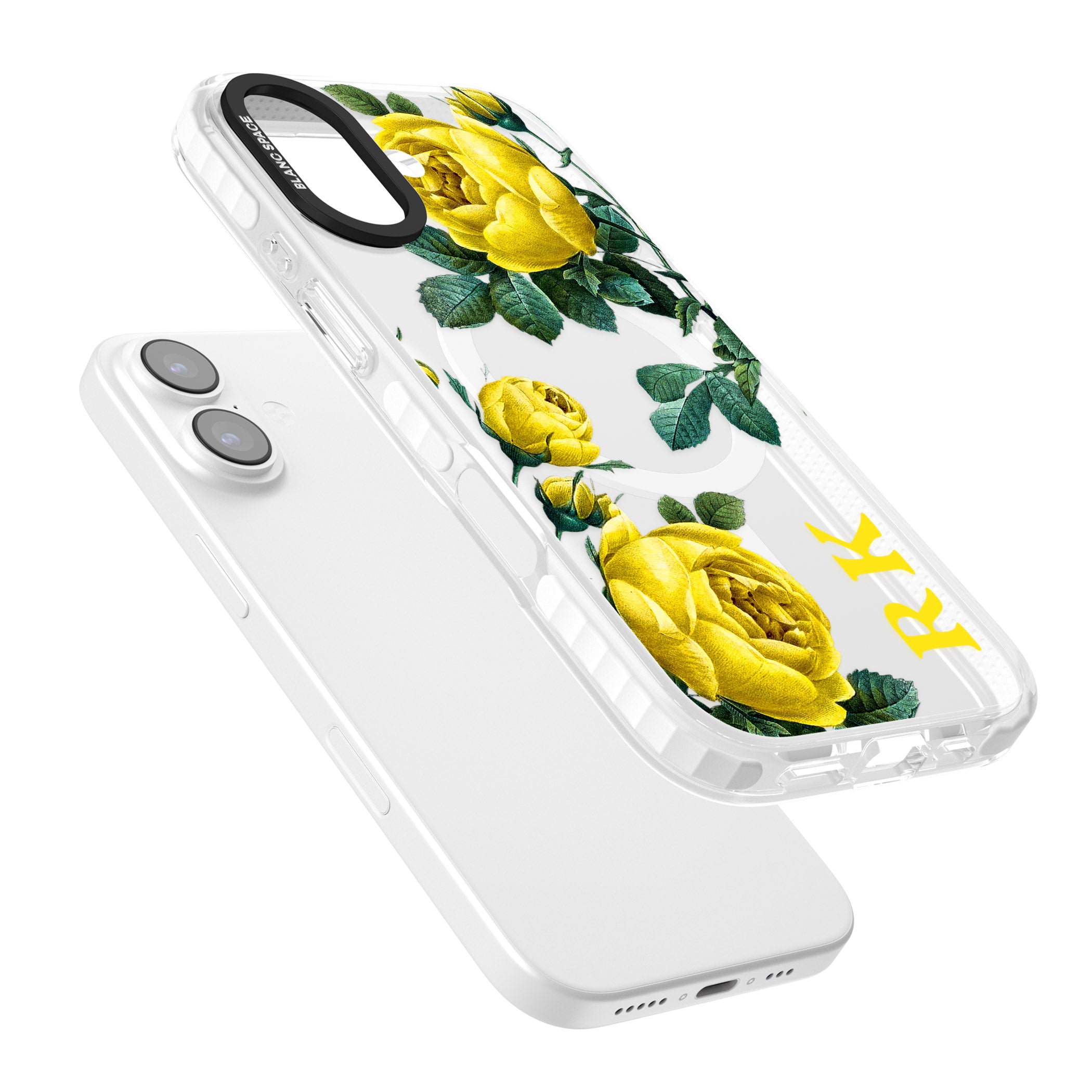 Personalised Vintage Floral Yellow Roses iPhone 17 Impact Pro Clear Phone Case Colours