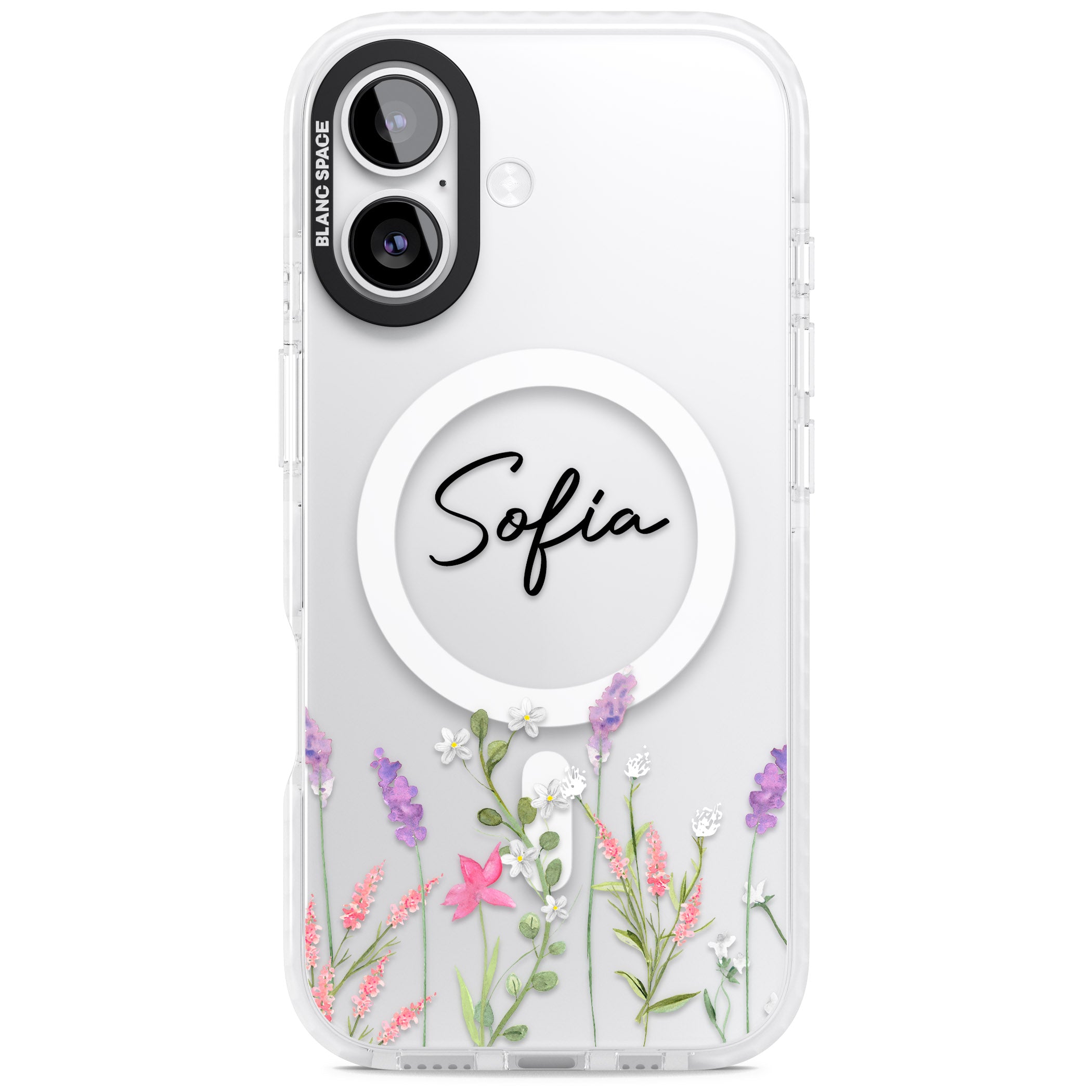 Personalised Lavender Wildflowers iPhone 17 Impact Pro Clear Phone Case