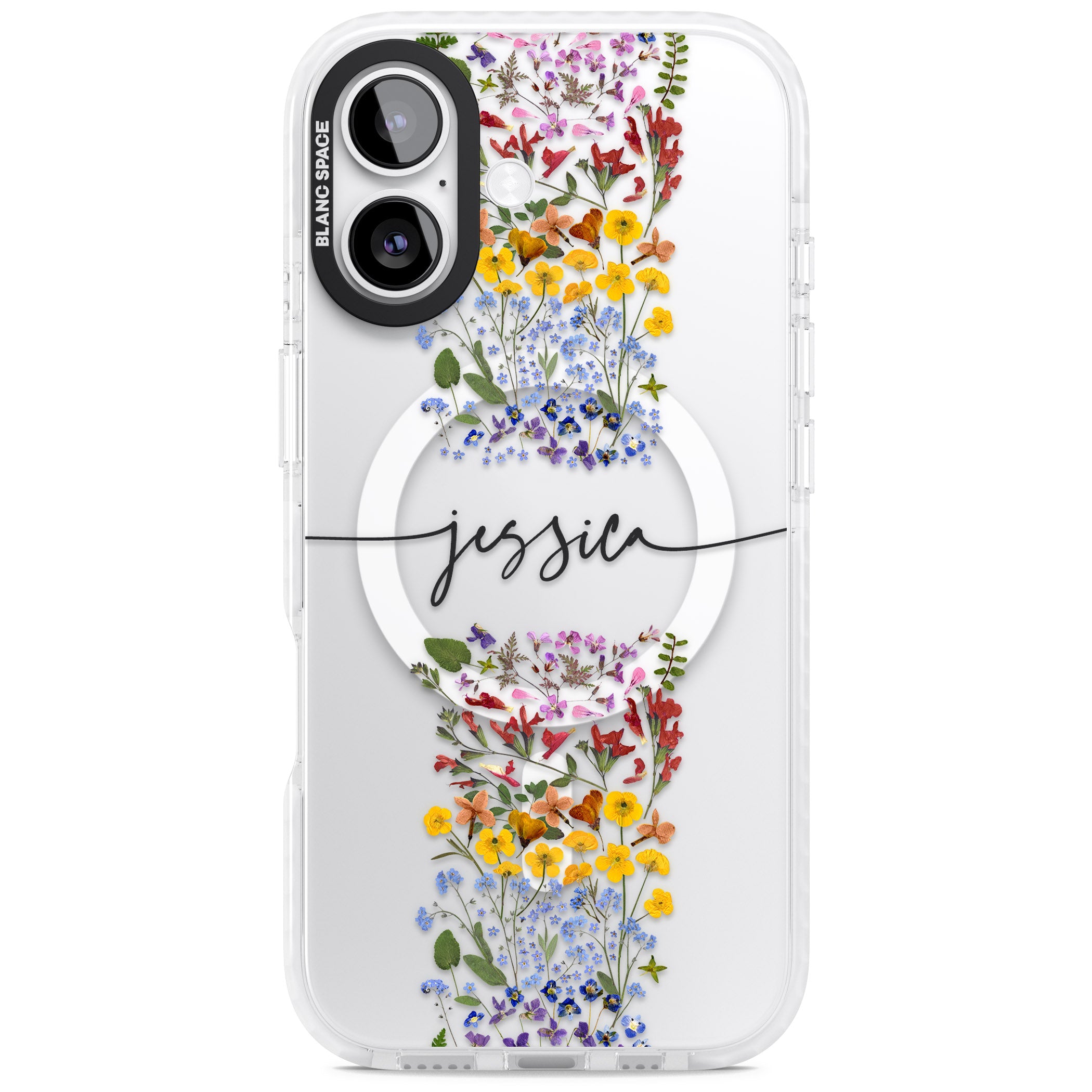 Personalised Wildflower Stripe iPhone 17 Impact Pro Clear Phone Case