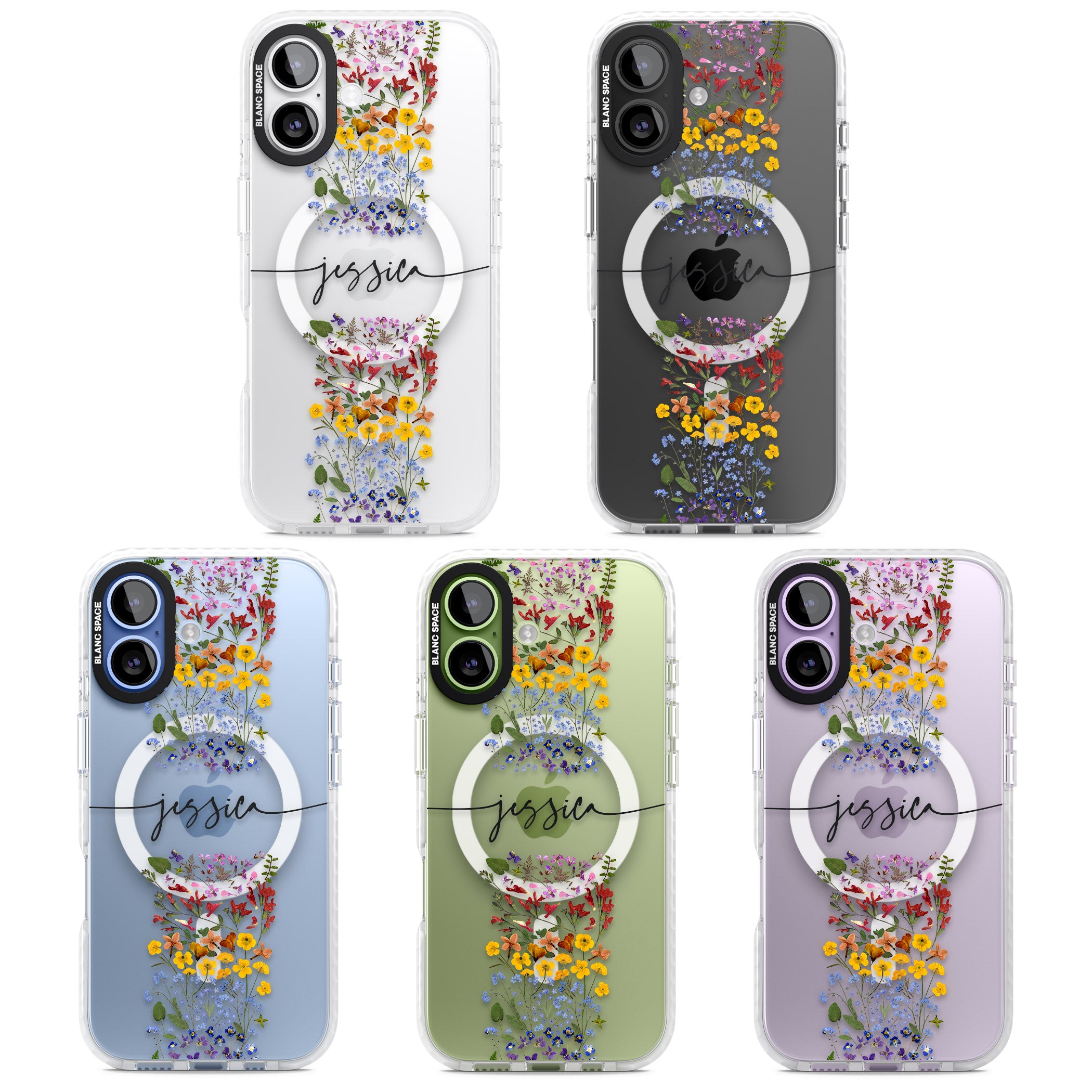 Personalised Wildflower Stripe iPhone 17 Impact Pro Clear Phone Case APT Impact Protection