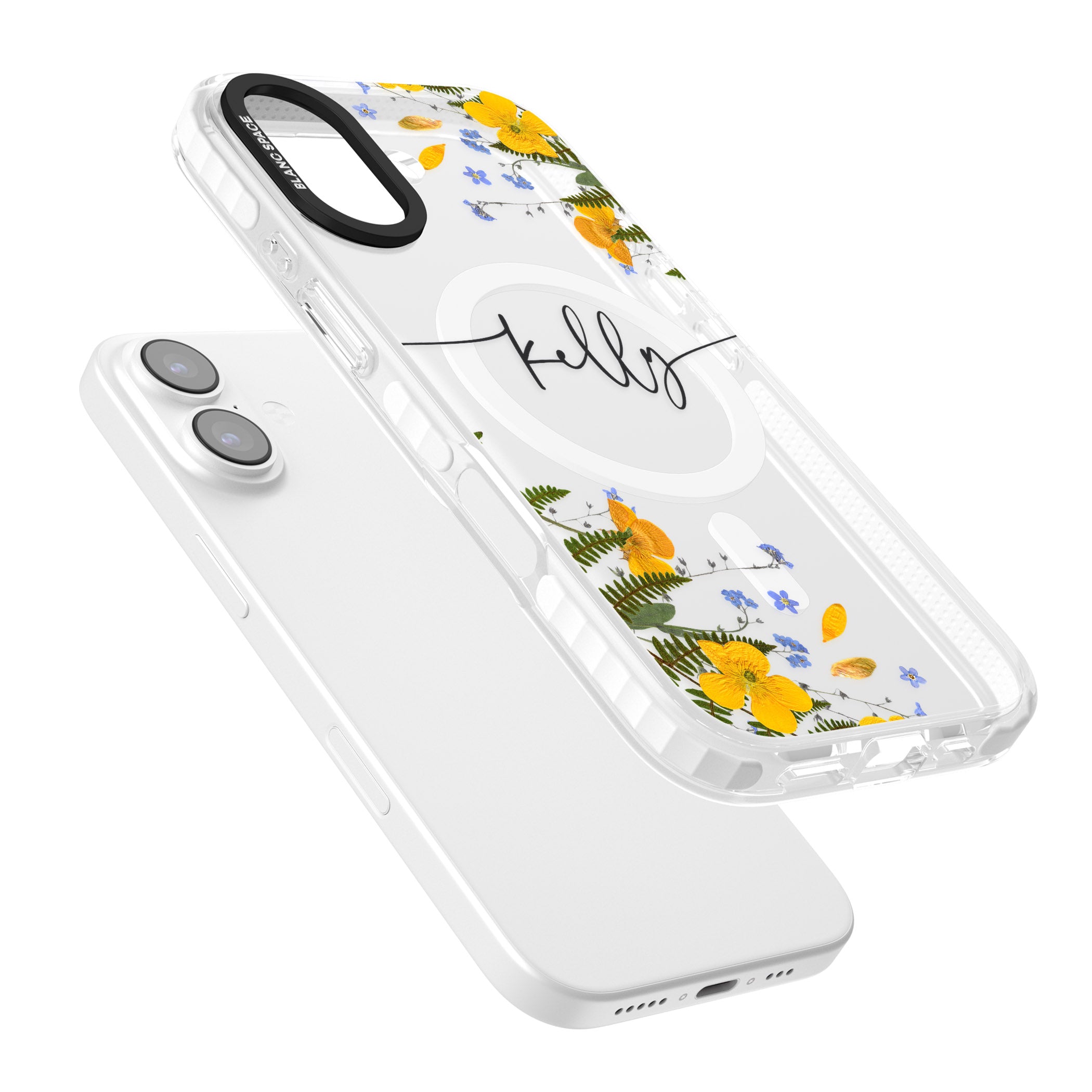 Personalised Ferns & Wildflowers iPhone 17 Impact Pro Clear Phone Case Colours