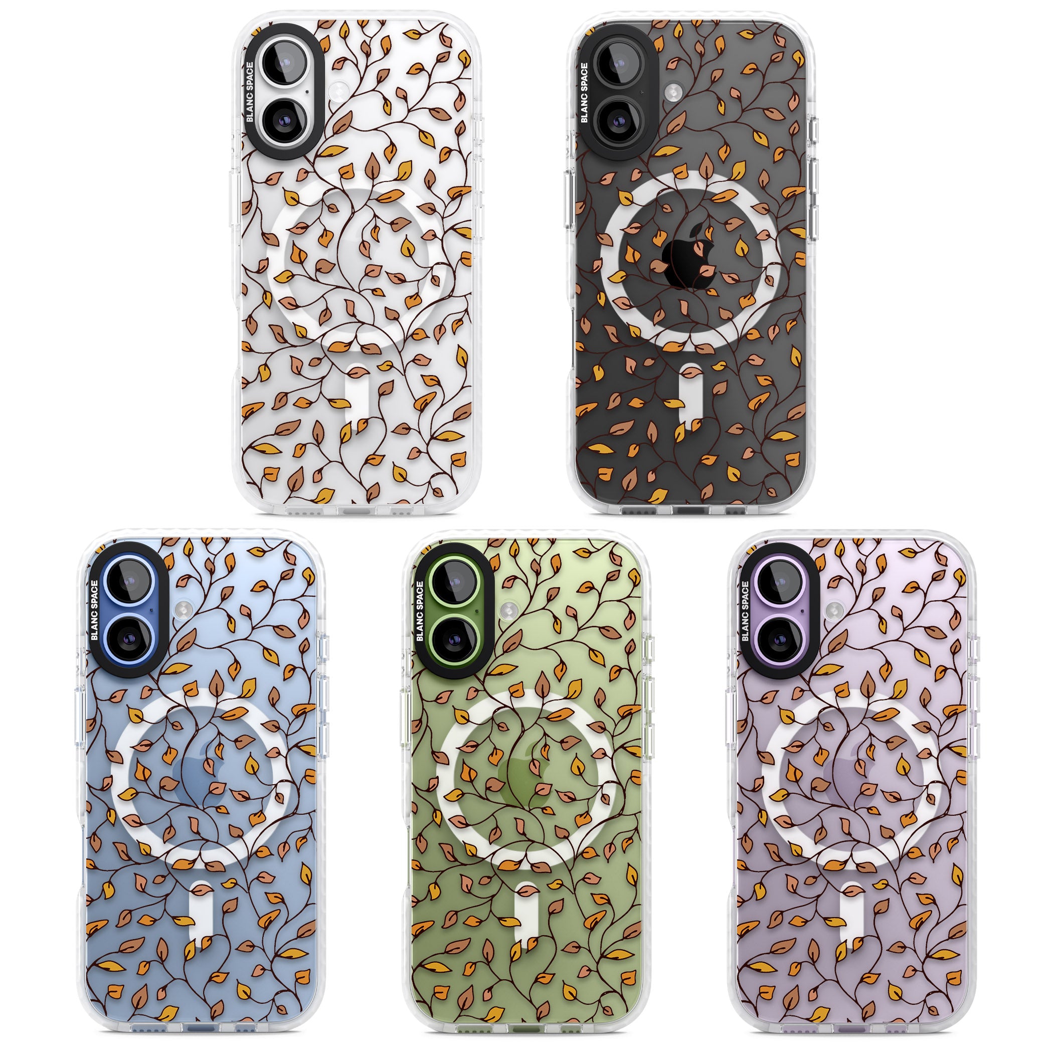 Personalised Autumn Leaves Pattern iPhone 17 Impact Pro Clear Phone Case APT Impact Protection