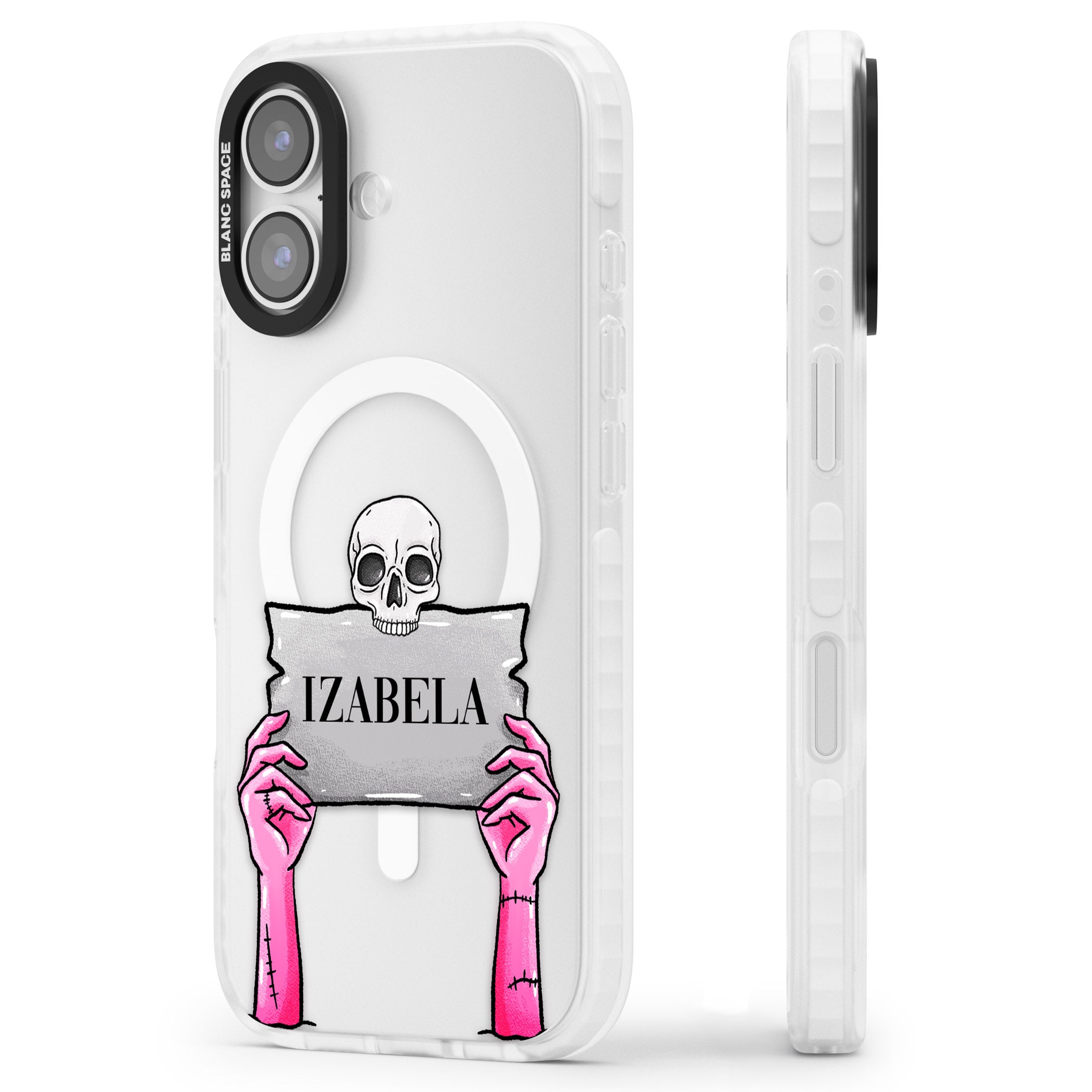 Personalised Grave Plaque iPhone 17 Impact Pro Clear Phone Case Side Profile