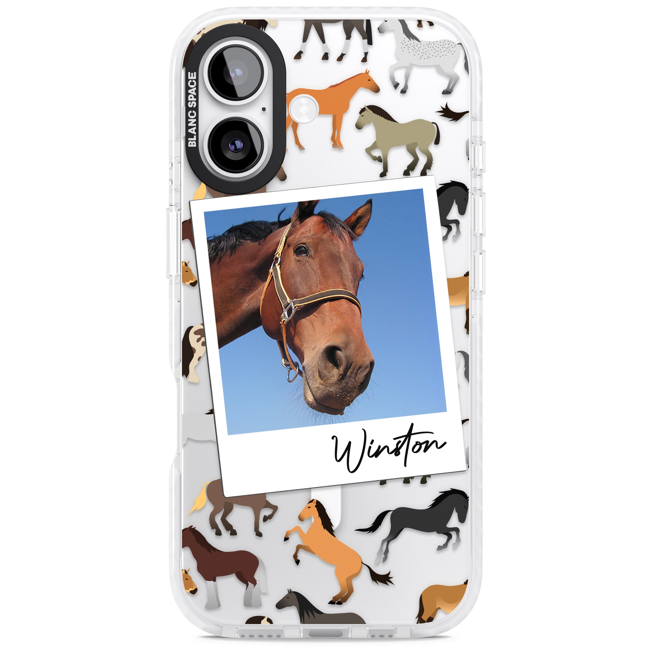Personalised Horse Polaroid iPhone 17 Impact Pro Clear Phone Case