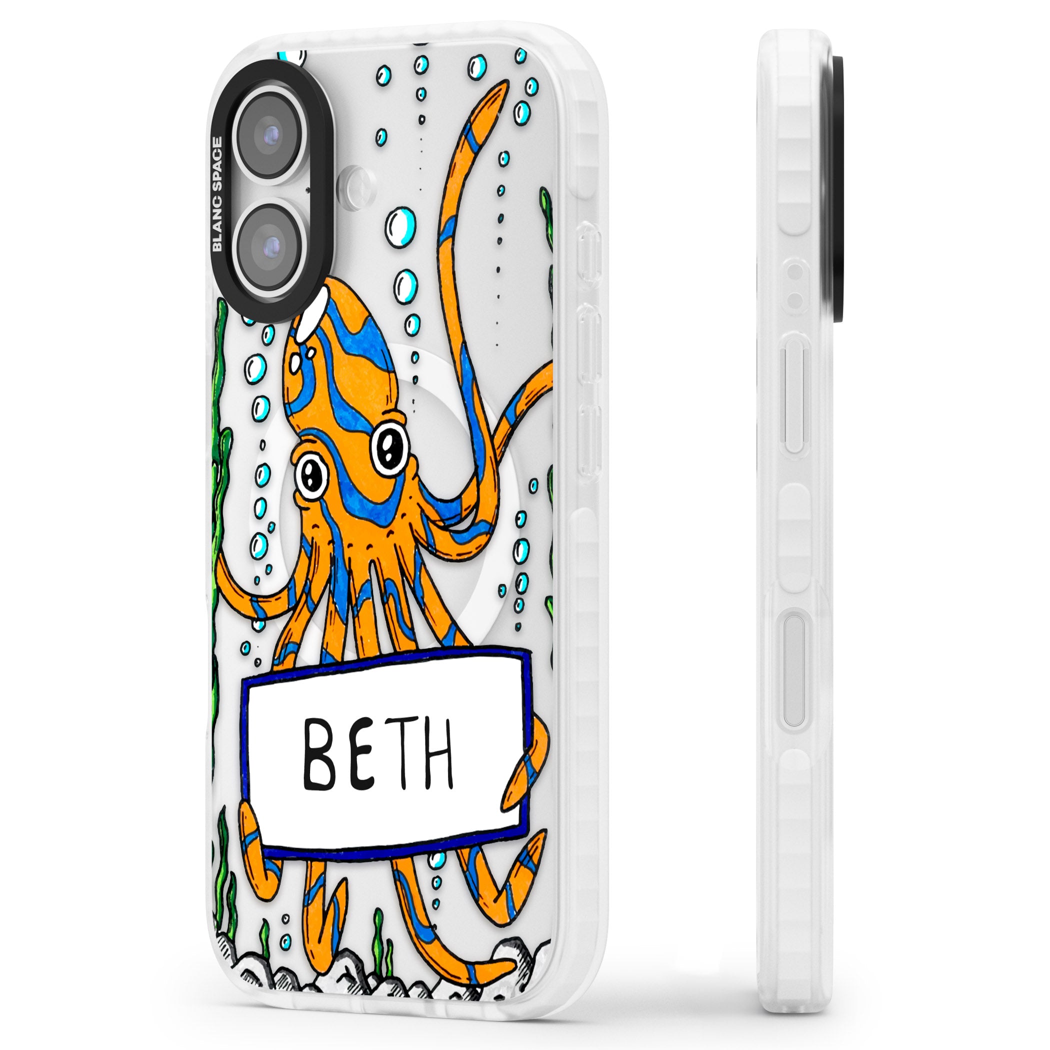 Personalised Octo iPhone 17 Impact Pro Clear Phone Case Side Profile