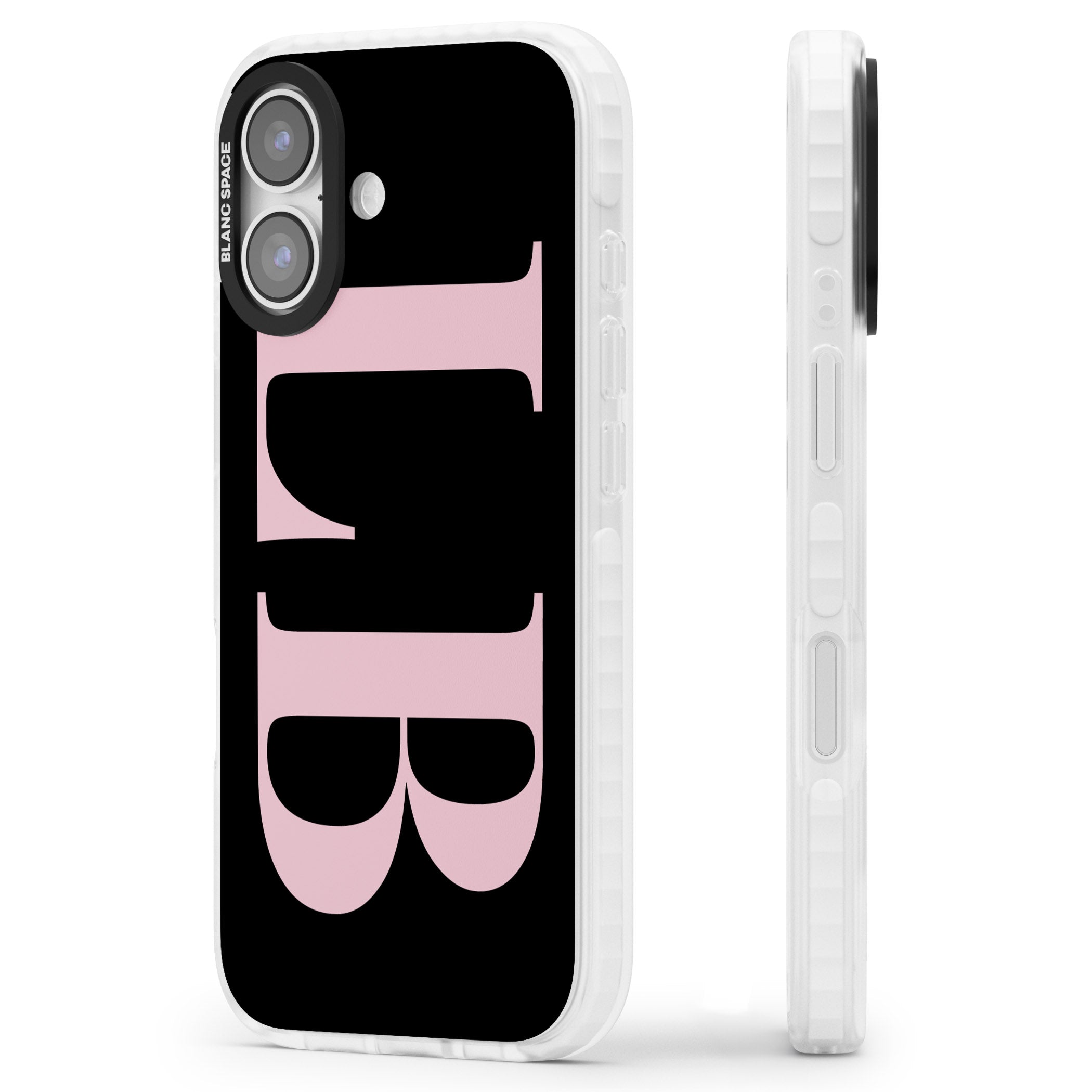 Personalised Pink & Black Green Letters iPhone 17 Impact Pro Clear Phone Case Side Profile