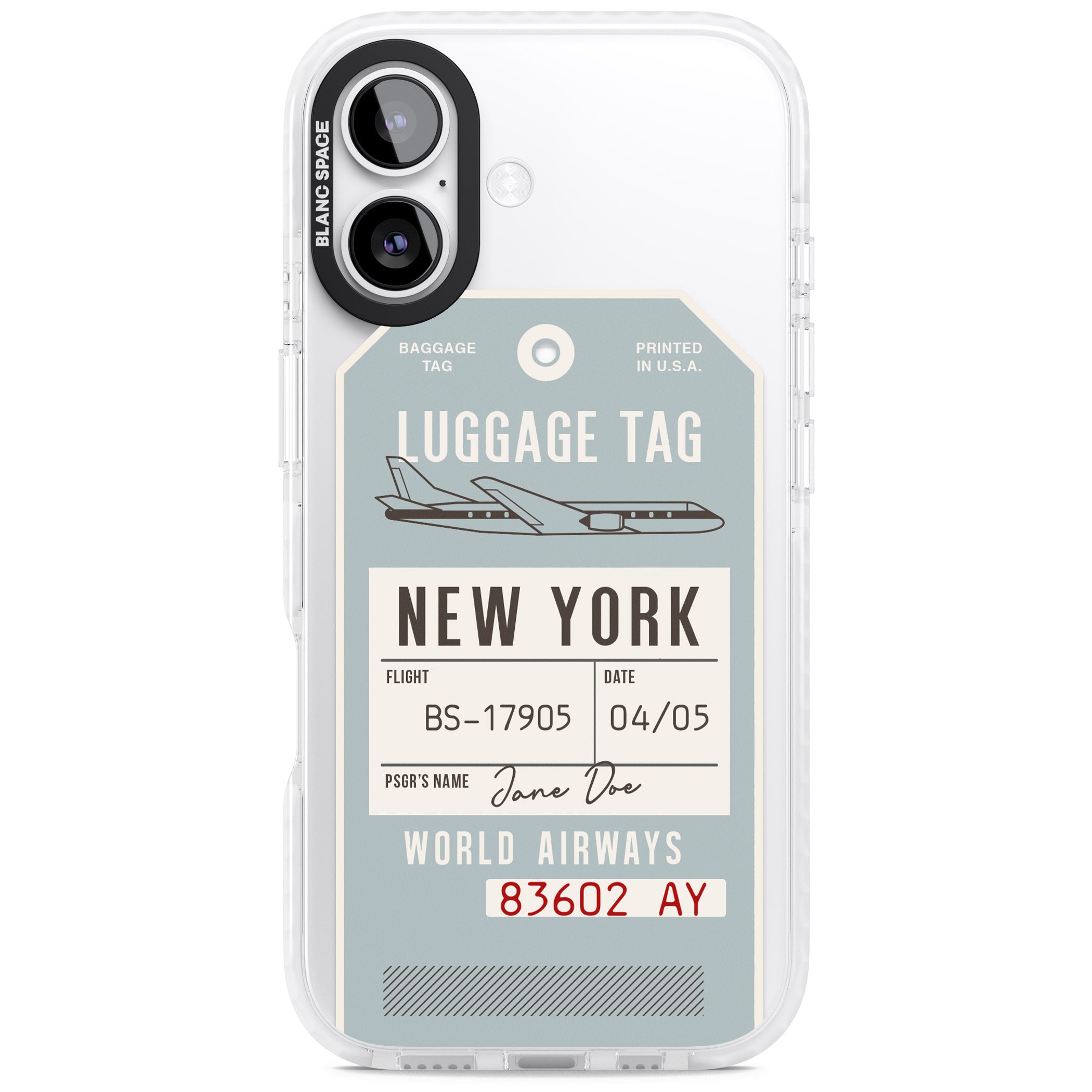 Personalised Vintage Usa Luggage Tag iPhone 17 Impact Pro Clear Phone Case