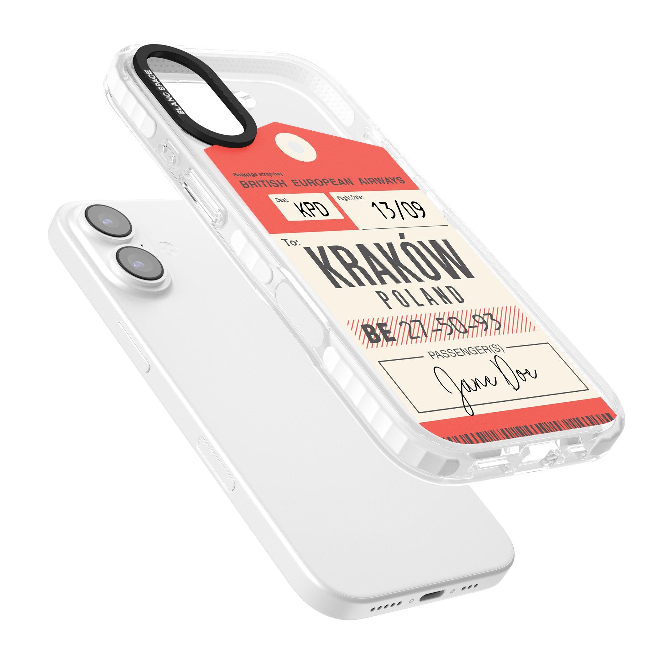 Personalised Vintage Bea Luggage Tag iPhone 17 Impact Pro Clear Phone Case Colours