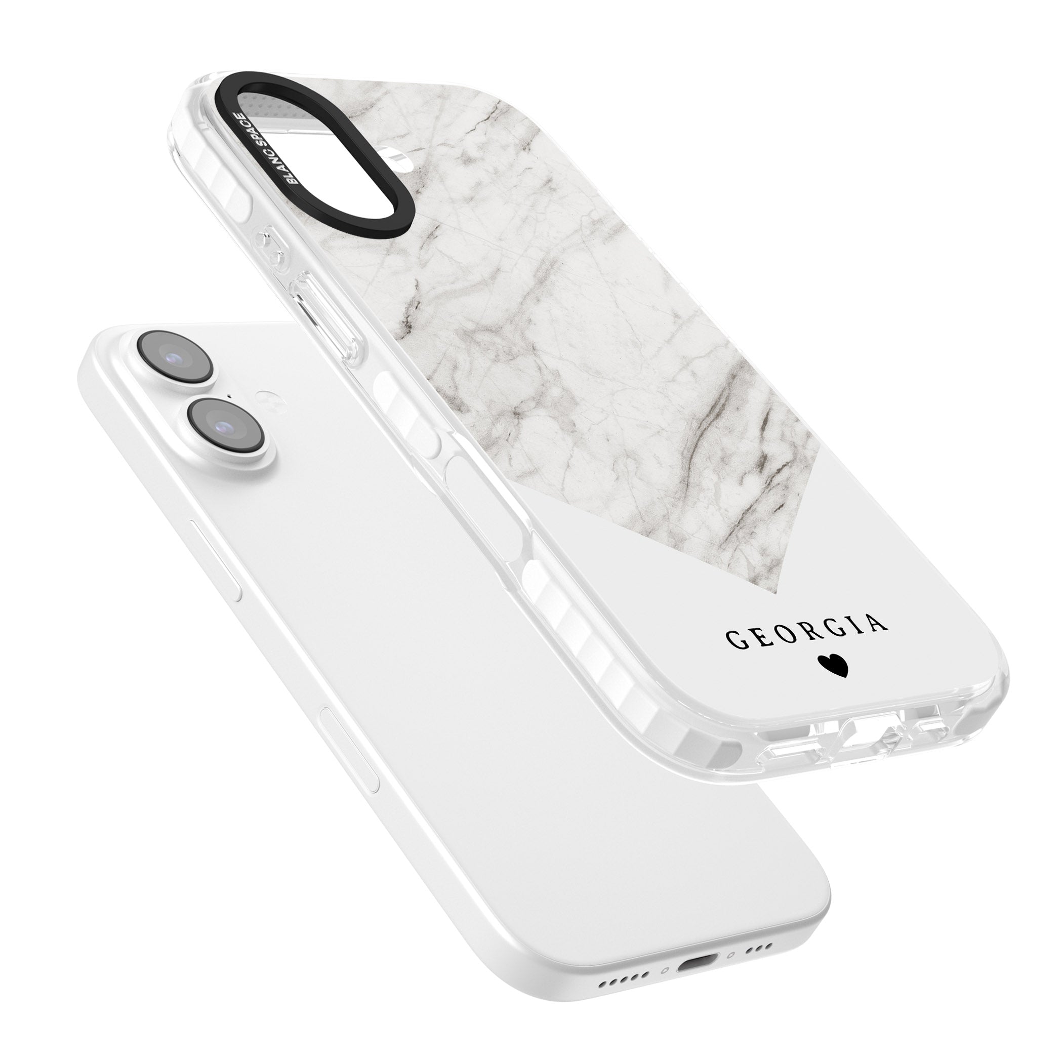 Personalised White Marble iPhone 17 Impact Pro Clear Phone Case Colours