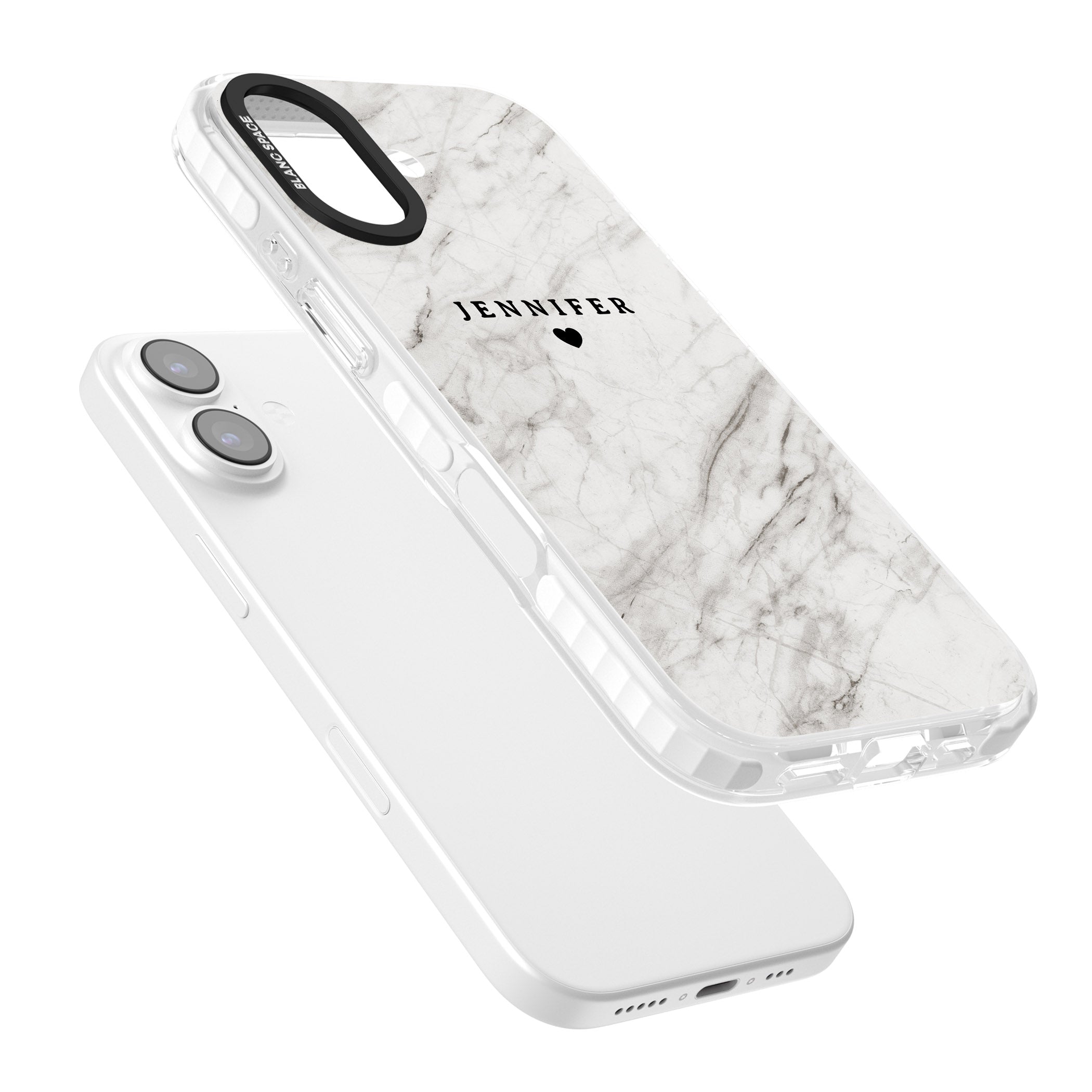 Personalised Light Grey Marble iPhone 17 Impact Pro Clear Phone Case Colours