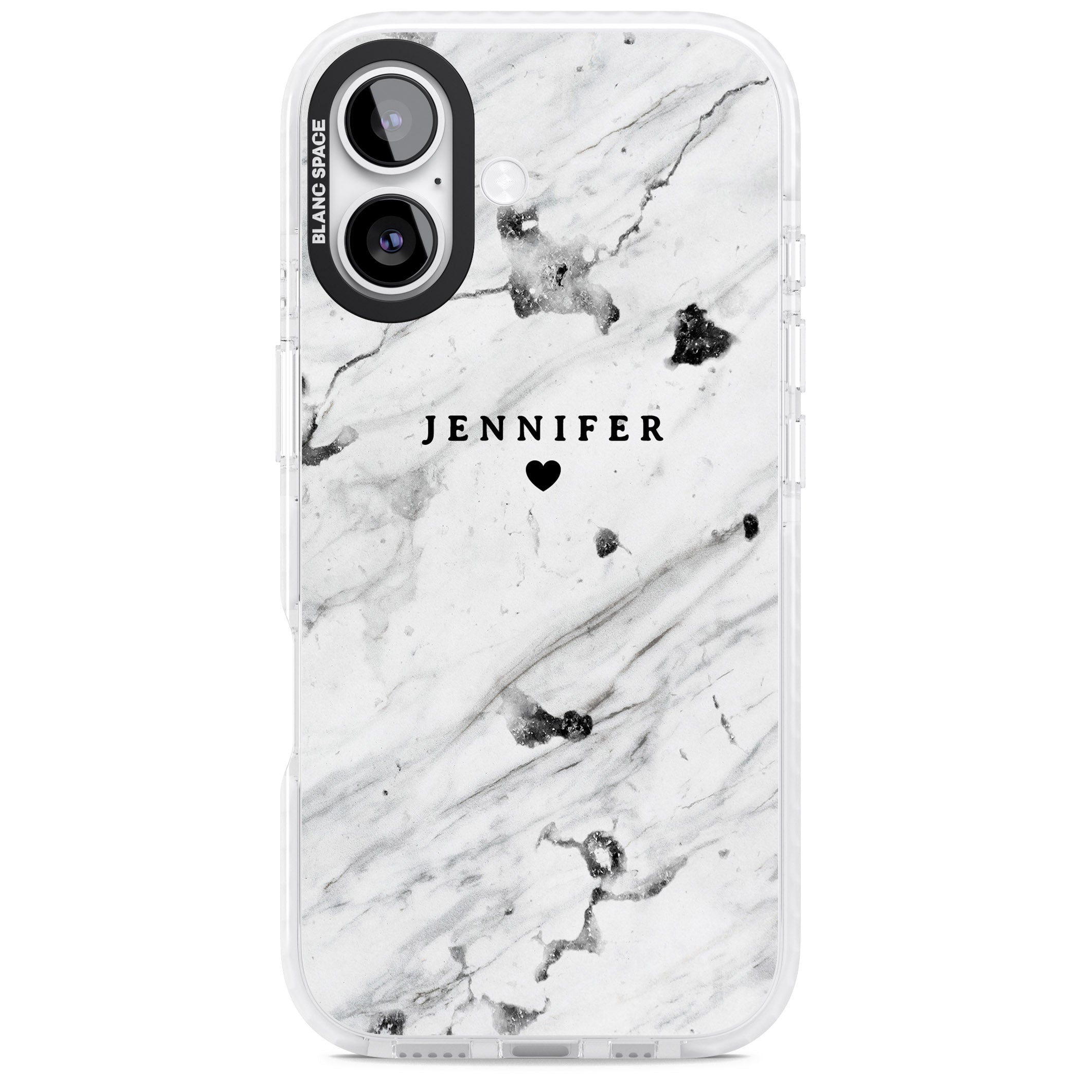 Personalised Marble Heart iPhone 17 Impact Pro Clear Phone Case