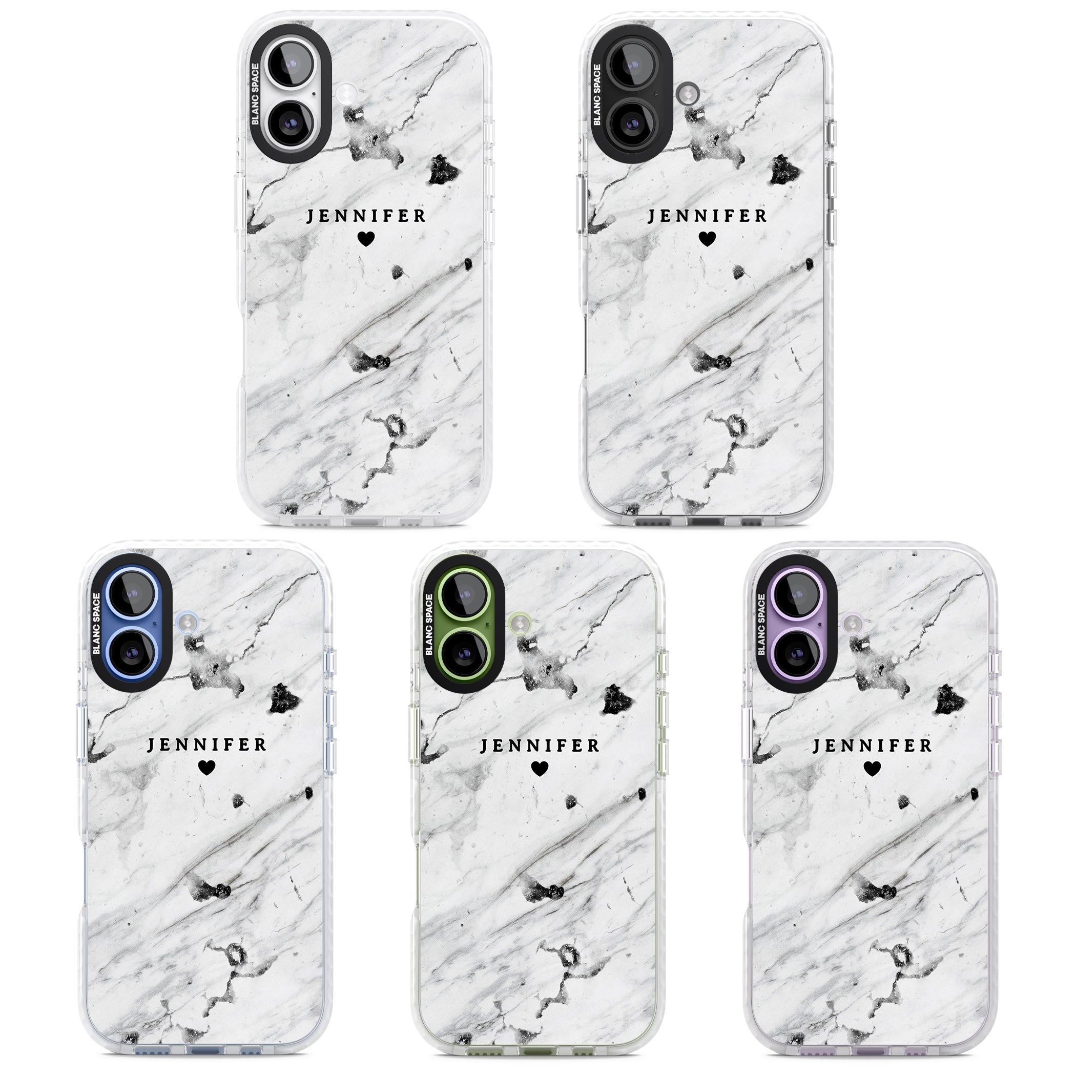 Personalised Marble Heart iPhone 17 Impact Pro Clear Phone Case APT Impact Protection