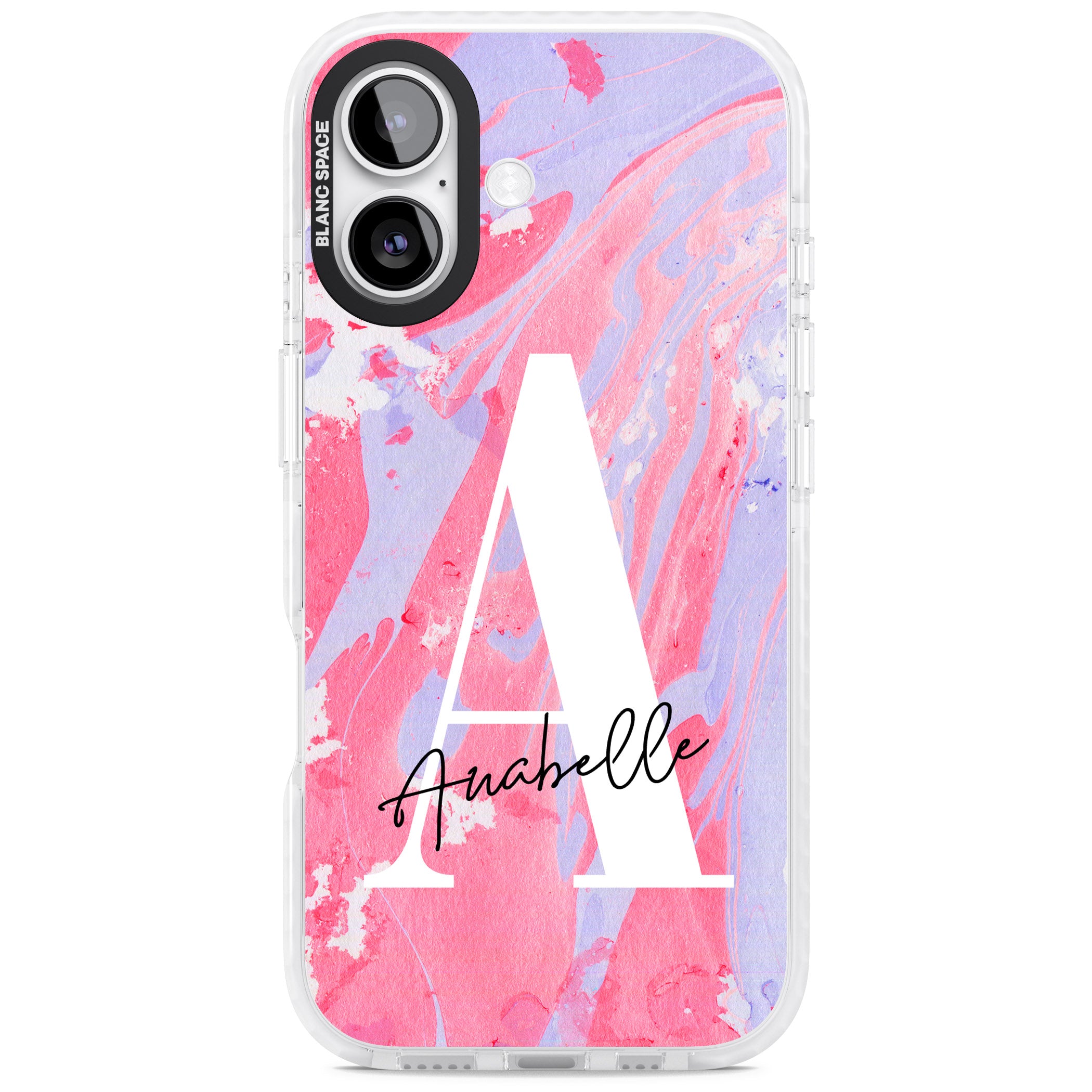 Personalised Pink & Purple Marble iPhone 17 Impact Pro Clear Phone Case
