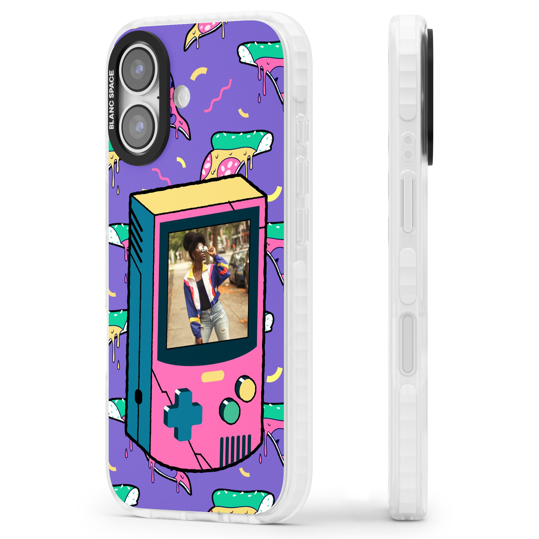 Personalised Retro Game Photo Case iPhone 17 Impact Pro Clear Phone Case Side Profile