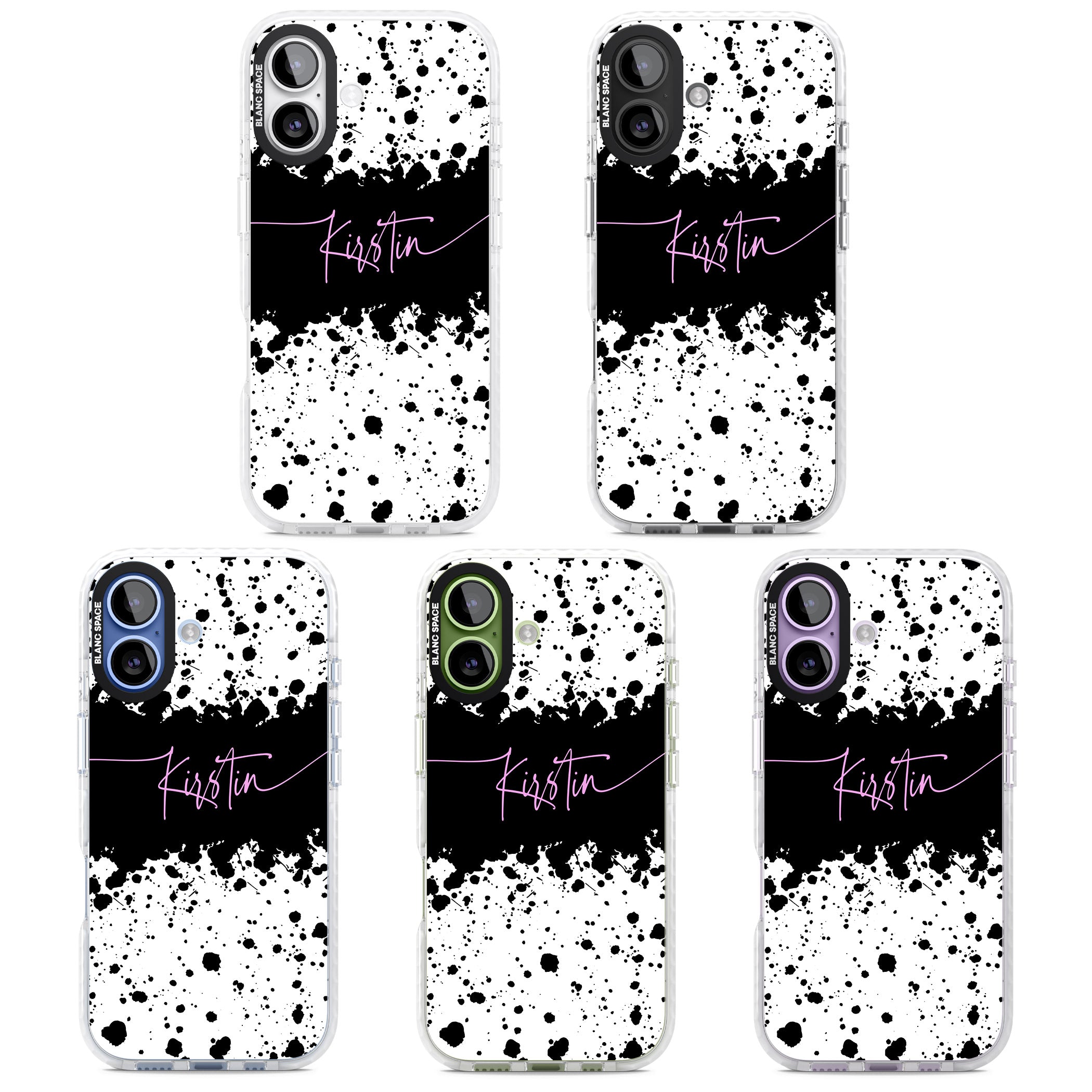 Personalised Bold Paint Splatters iPhone 17 Impact Pro Clear Phone Case APT Impact Protection