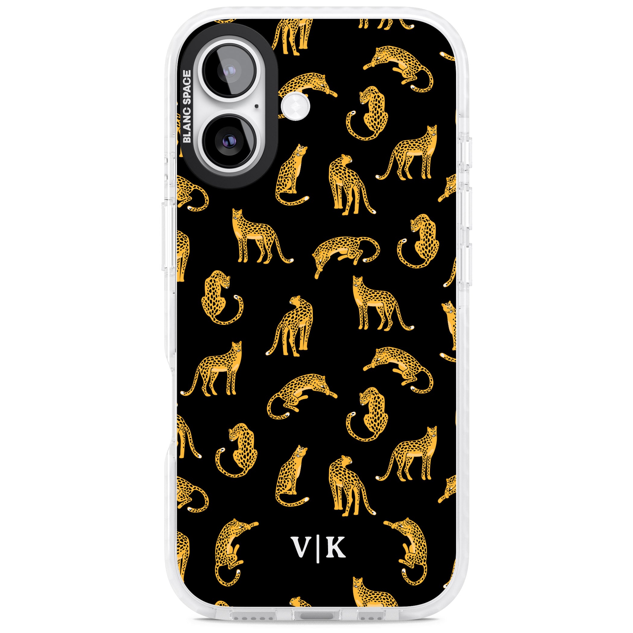 Personalised Gold Cheetah Pattern iPhone 17 Impact Pro Clear Phone Case