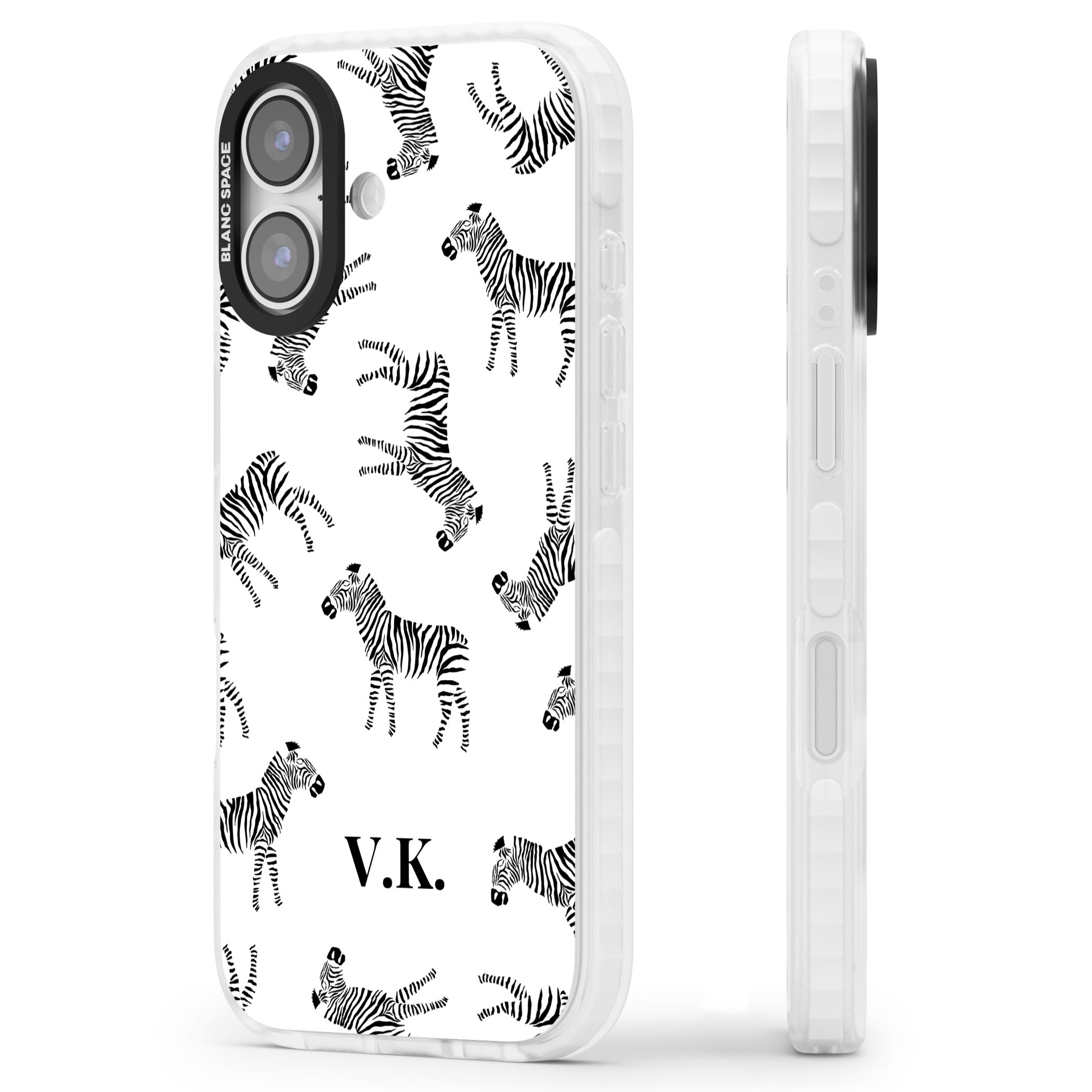 Personalised Zebra Pattern iPhone 17 Impact Pro Clear Phone Case Side Profile