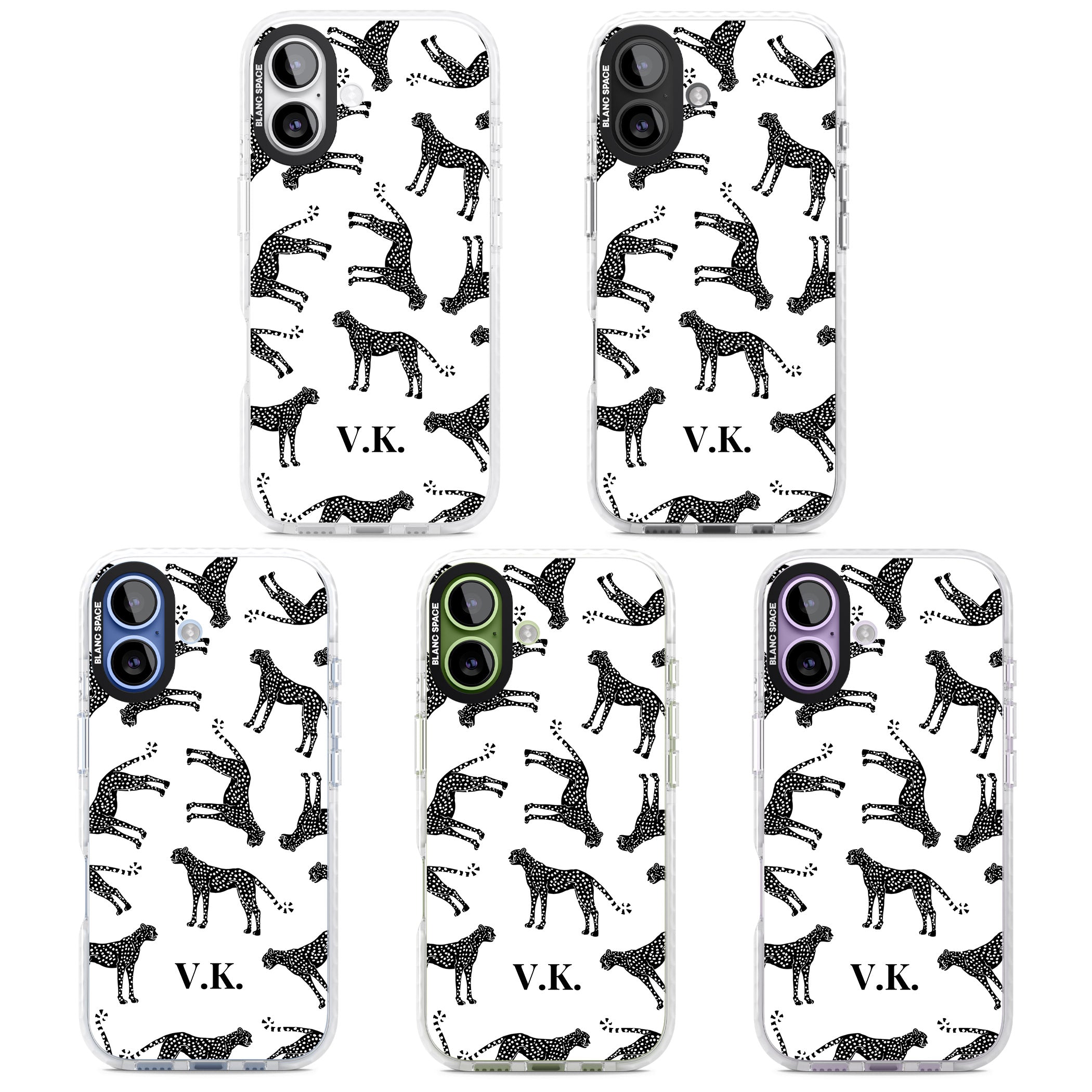 Personalised Black & White Cheetah Pattern iPhone 17 Impact Pro Clear Phone Case APT Impact Protection