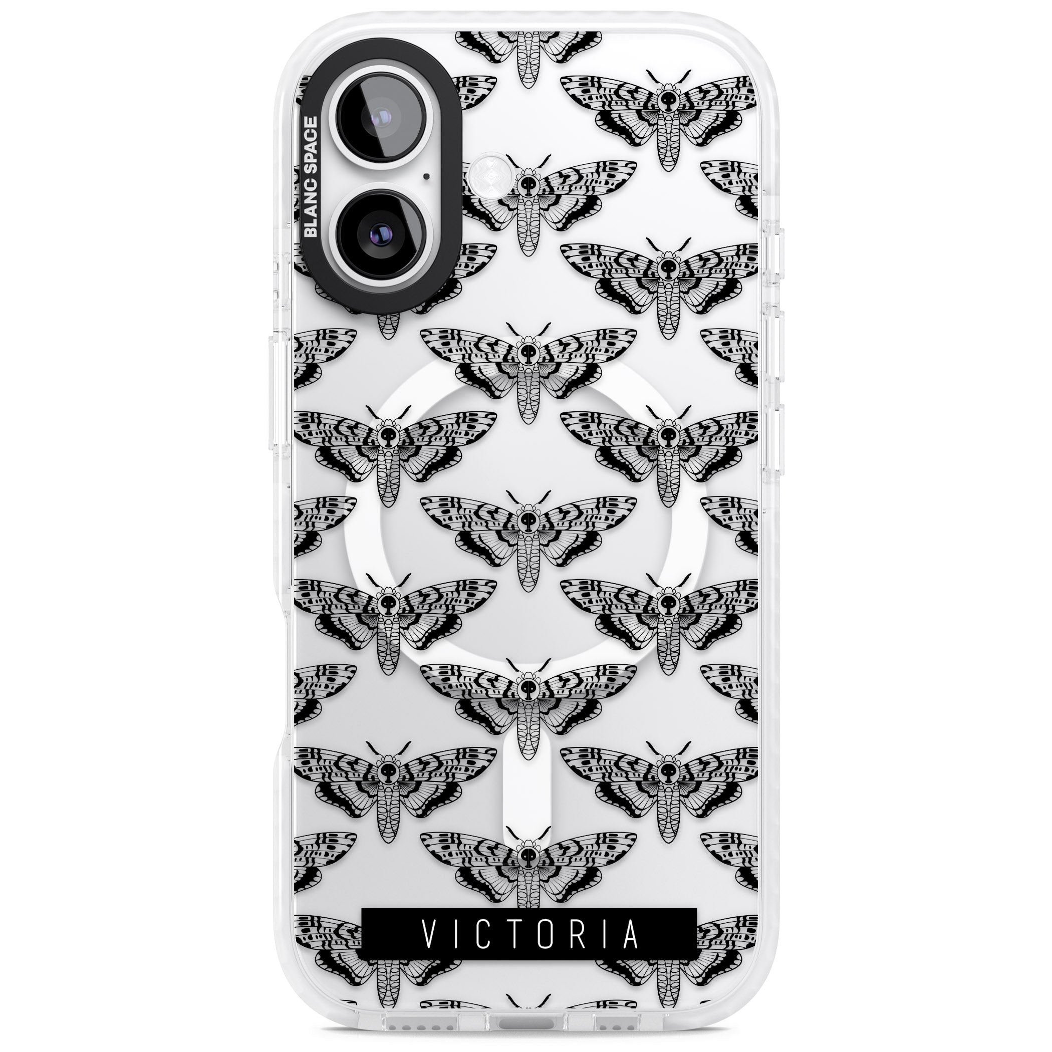 Personalised Hawk Moth Pattern iPhone 17 Impact Pro Clear Phone Case