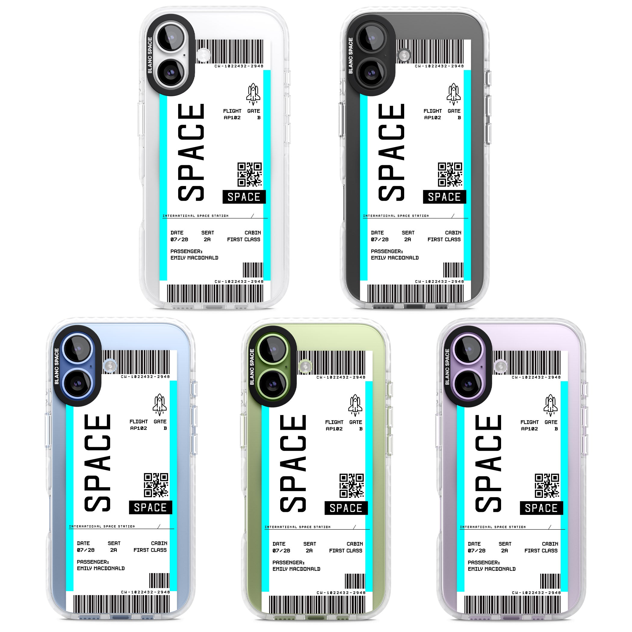 Personalised Space Travel Ticket iPhone 17 Impact Pro Clear Phone Case APT Impact Protection