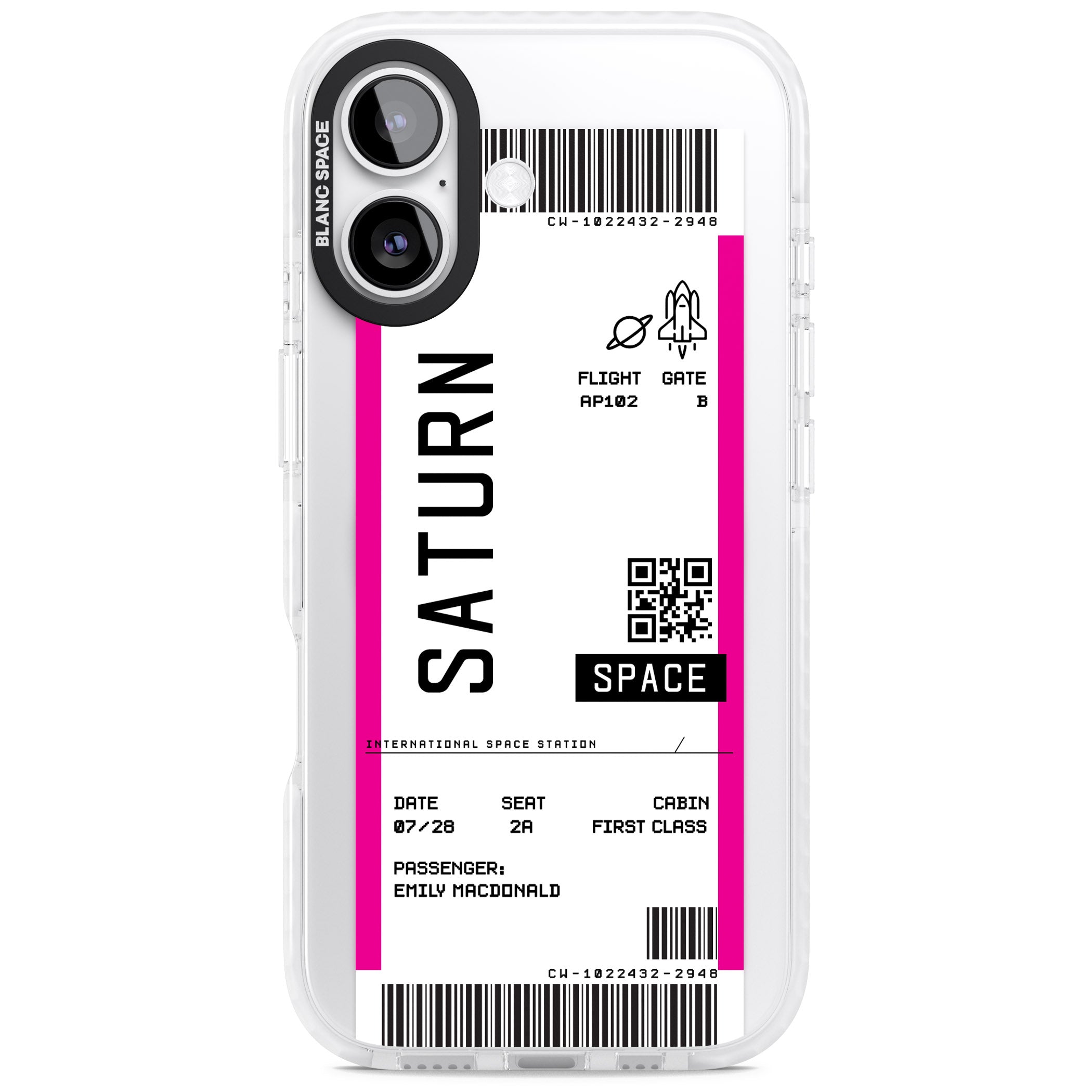 Personalised Saturn Travel Ticket iPhone 17 Impact Pro Clear Phone Case