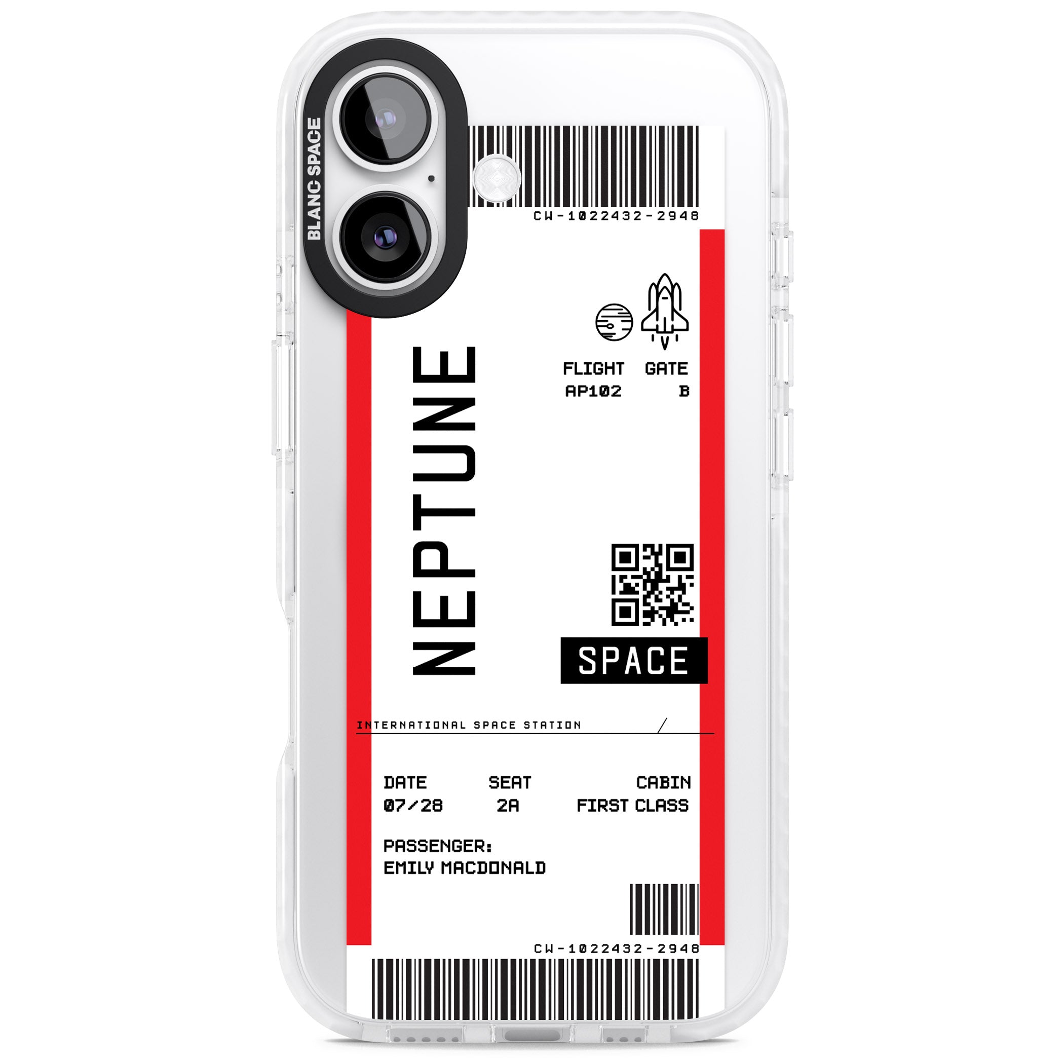 Personalised Neptune Travel Ticket iPhone 17 Impact Pro Clear Phone Case