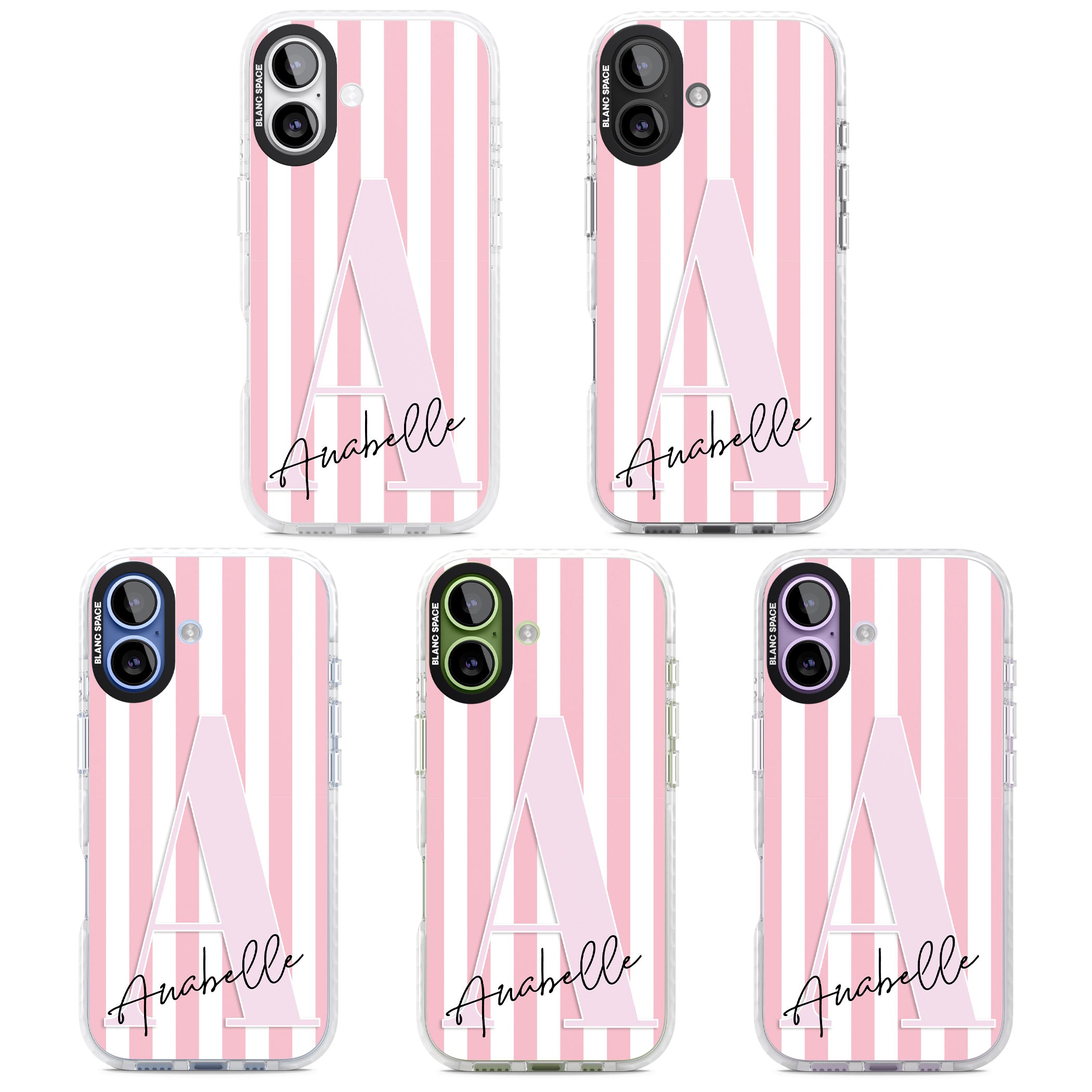 Personalised Pink Stripes & Monogram iPhone 17 Impact Pro Clear Phone Case APT Impact Protection
