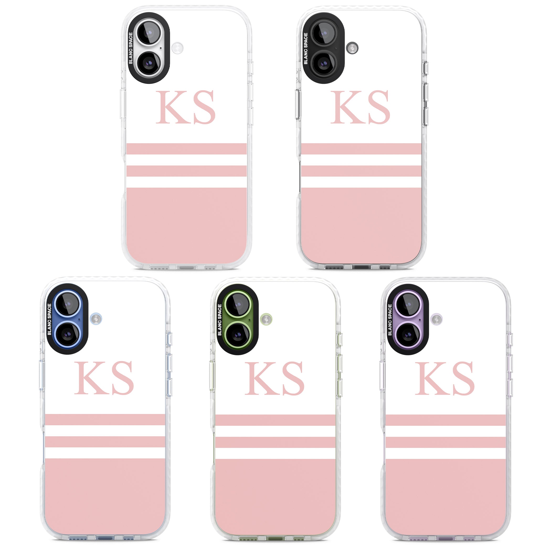 Personalised Pink Stripes & Initials iPhone 17 Impact Pro Clear Phone Case APT Impact Protection