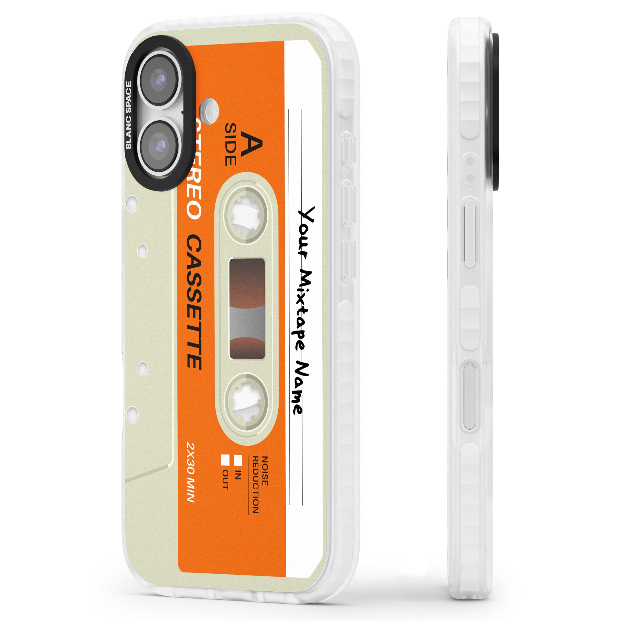 Personalised Retro Cassette Classic iPhone 17 Impact Pro Clear Phone Case Side Profile