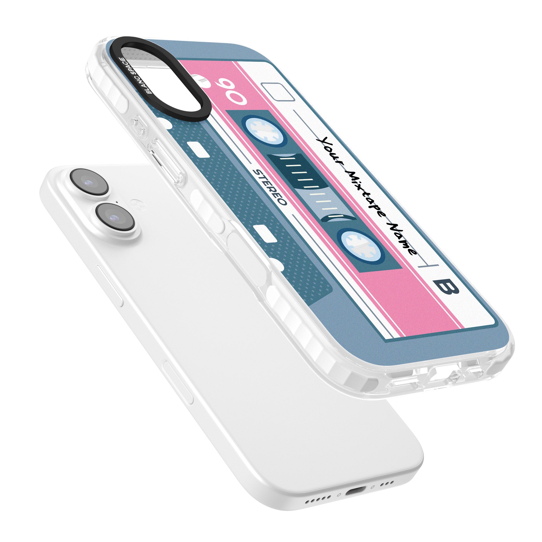 Personalised Retro Cassette Mixtape iPhone 17 Impact Pro Clear Phone Case Colours