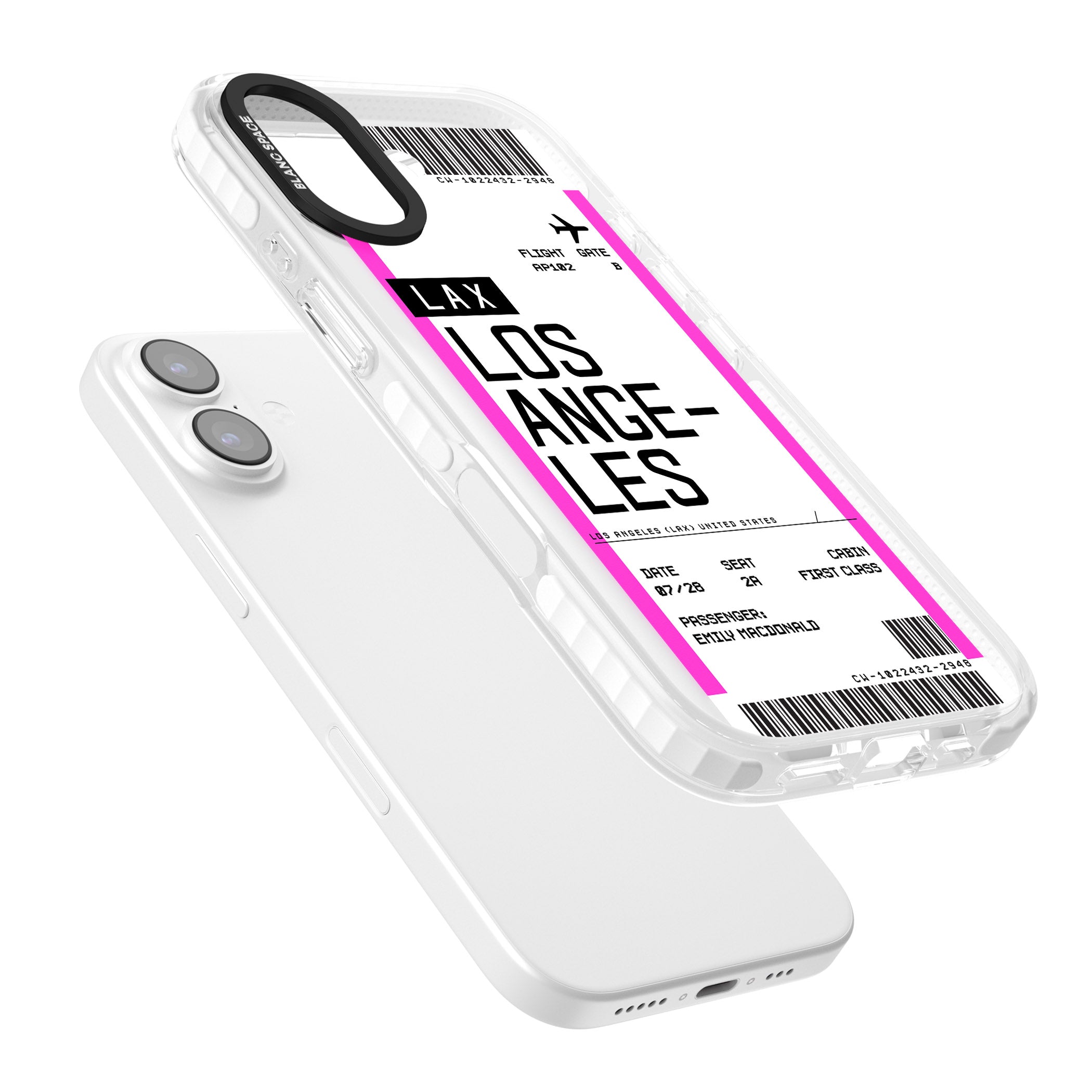 Personalised Los Angeles Boarding Pass iPhone 17 Impact Pro Clear Phone Case Colours