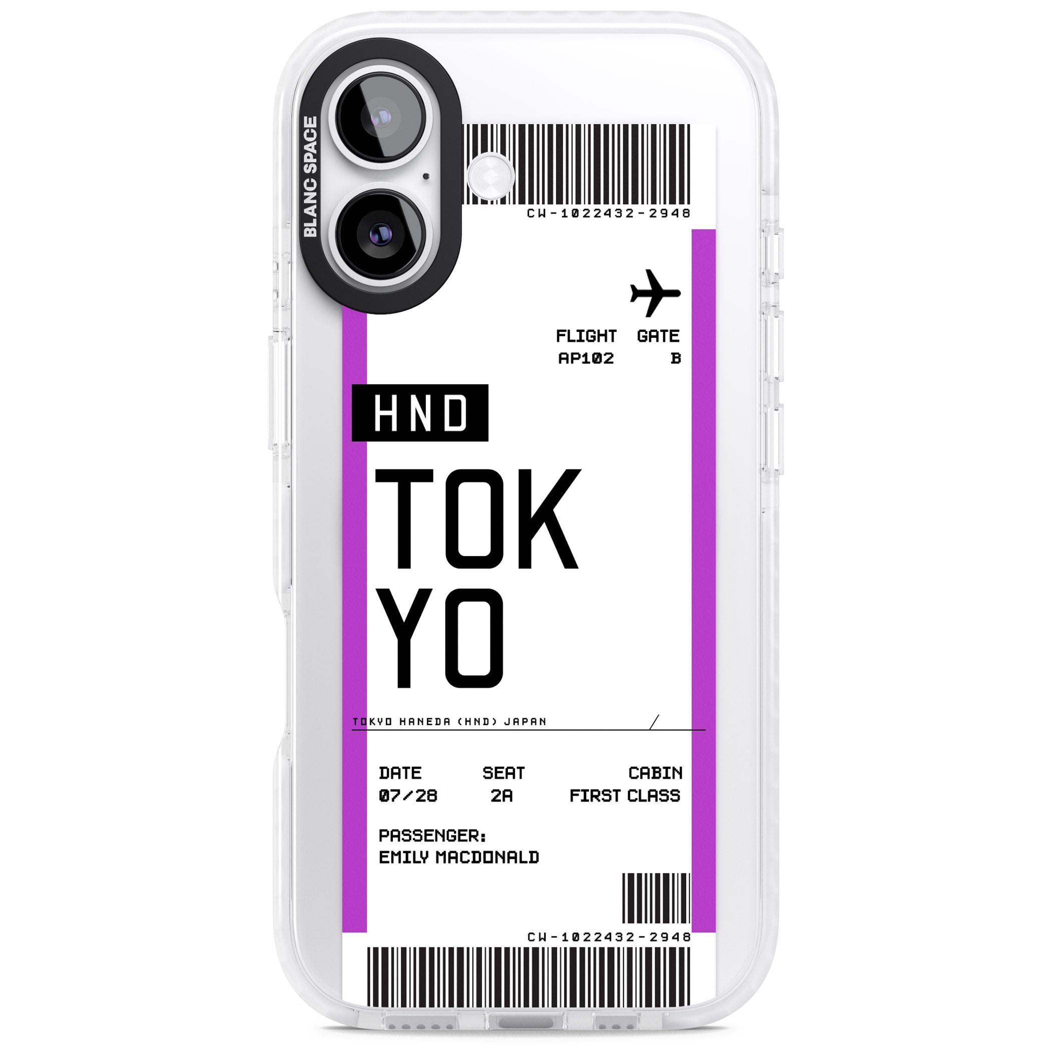 Personalised Tokyo Boarding Pass iPhone 17 Impact Pro Clear Phone Case