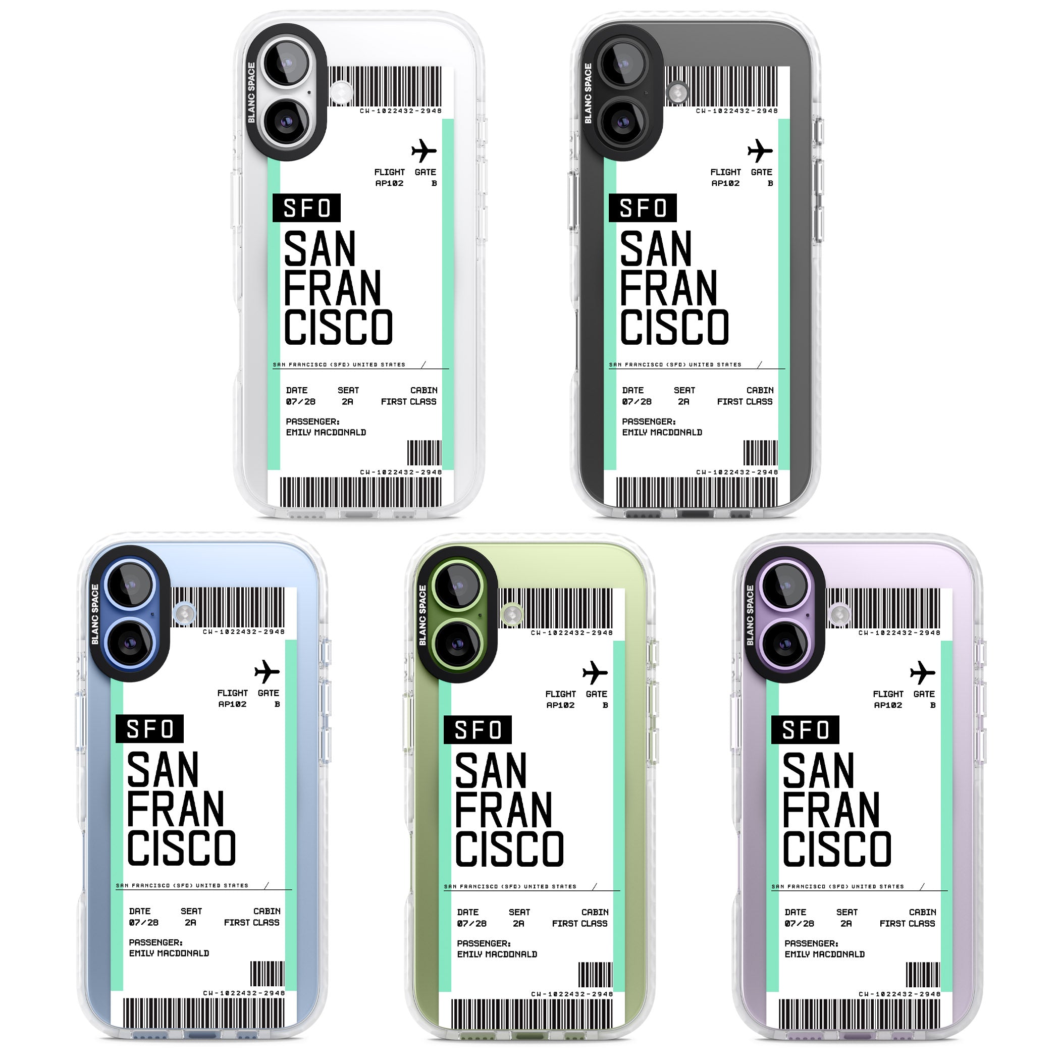 Personalised San Francisco Boarding Pass iPhone 17 Impact Pro Clear Phone Case APT Impact Protection