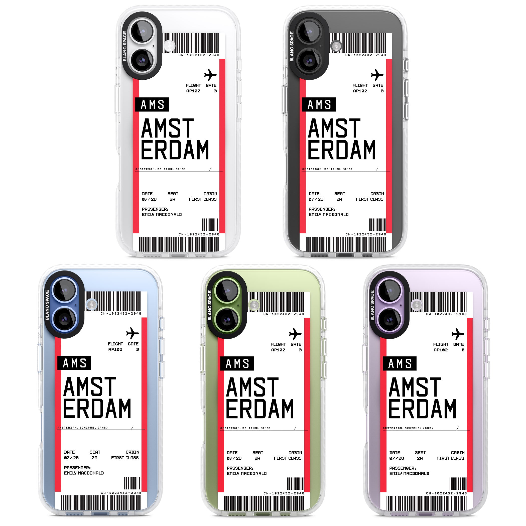 Personalised Amsterdam Boarding Pass iPhone 17 Impact Pro Clear Phone Case APT Impact Protection