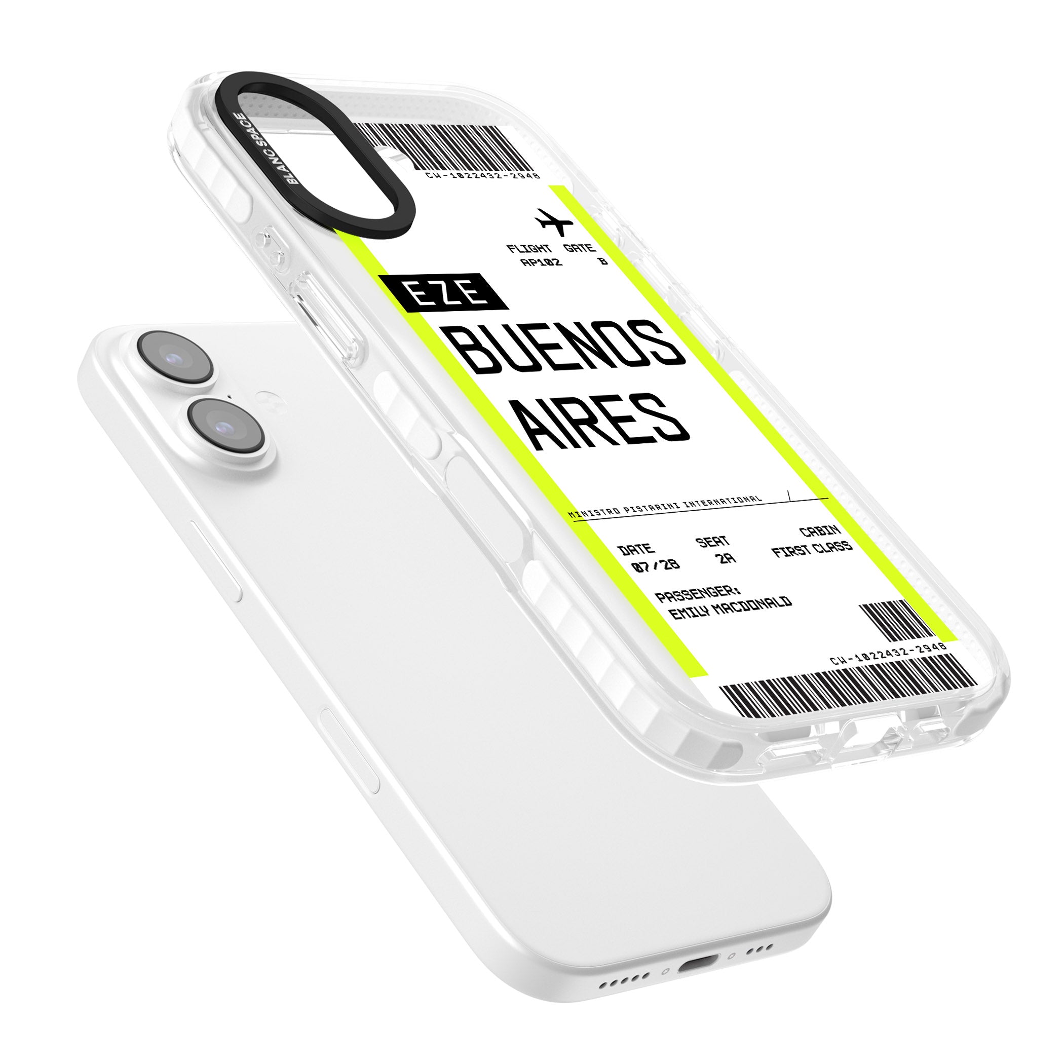 Personalised Buenos Aires Boarding Pass iPhone 17 Impact Pro Clear Phone Case Colours
