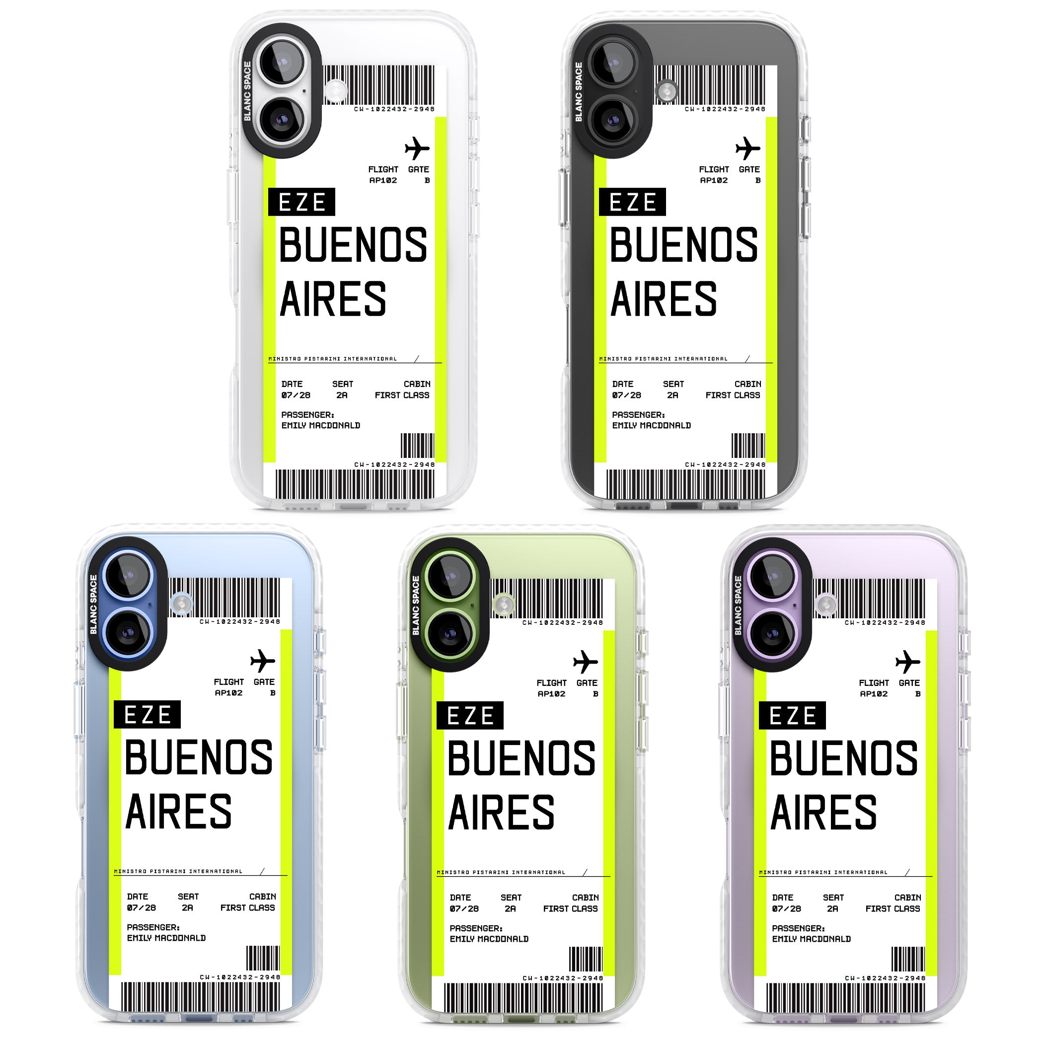 Personalised Buenos Aires Boarding Pass iPhone 17 Impact Pro Clear Phone Case APT Impact Protection