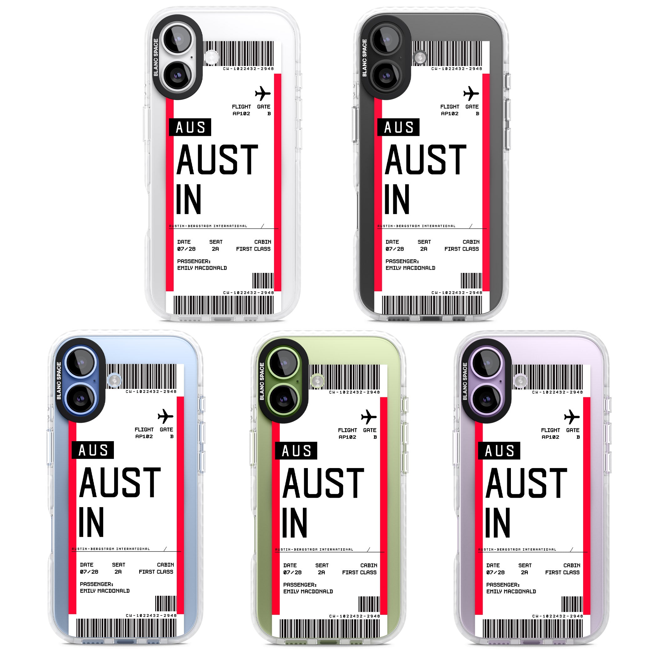 Personalised Austin Boarding Pass iPhone 17 Impact Pro Clear Phone Case APT Impact Protection