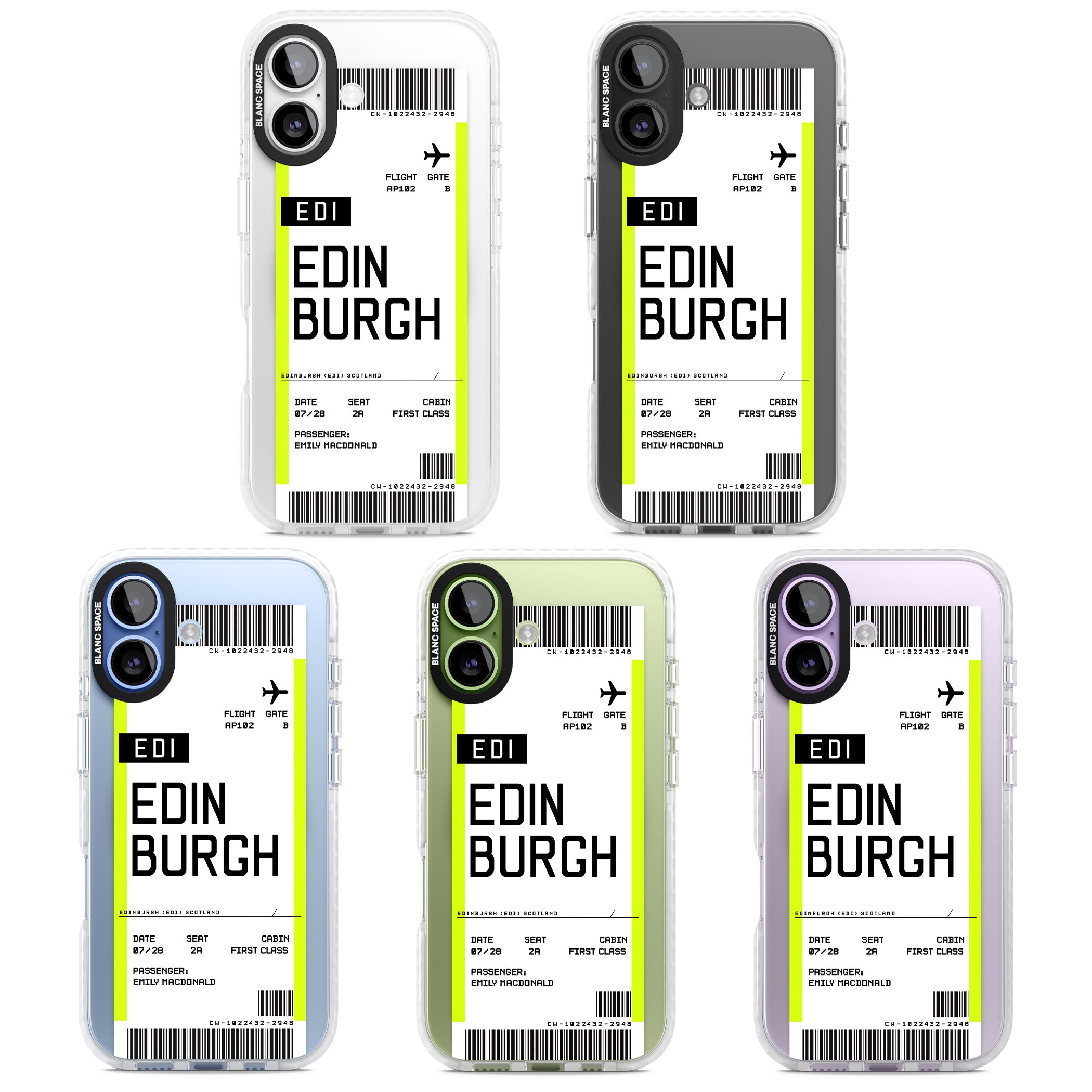 Personalised Edinburgh Boarding Pass iPhone 17 Impact Pro Clear Phone Case APT Impact Protection