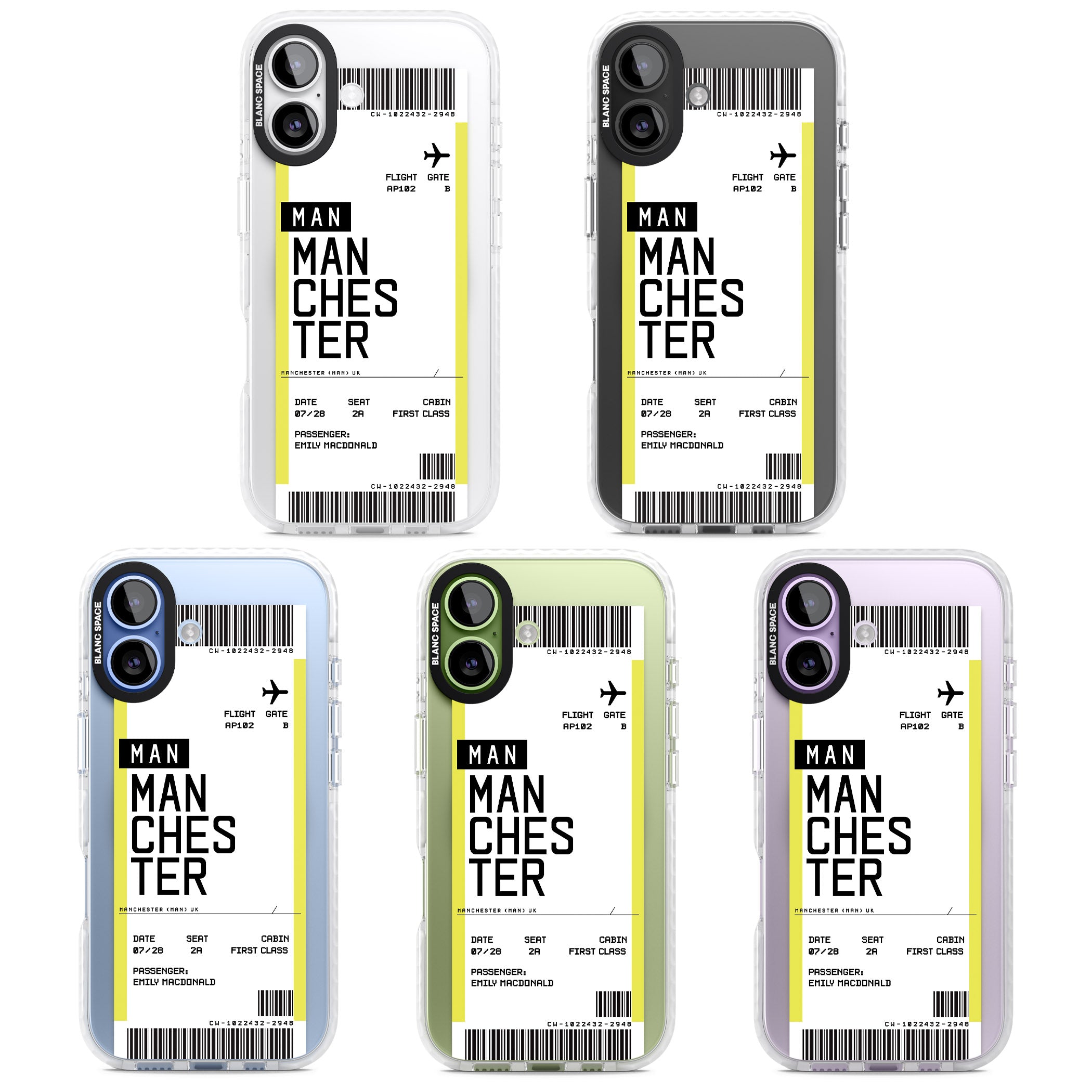 Personalised Manchester Boarding Pass iPhone 17 Impact Pro Clear Phone Case APT Impact Protection