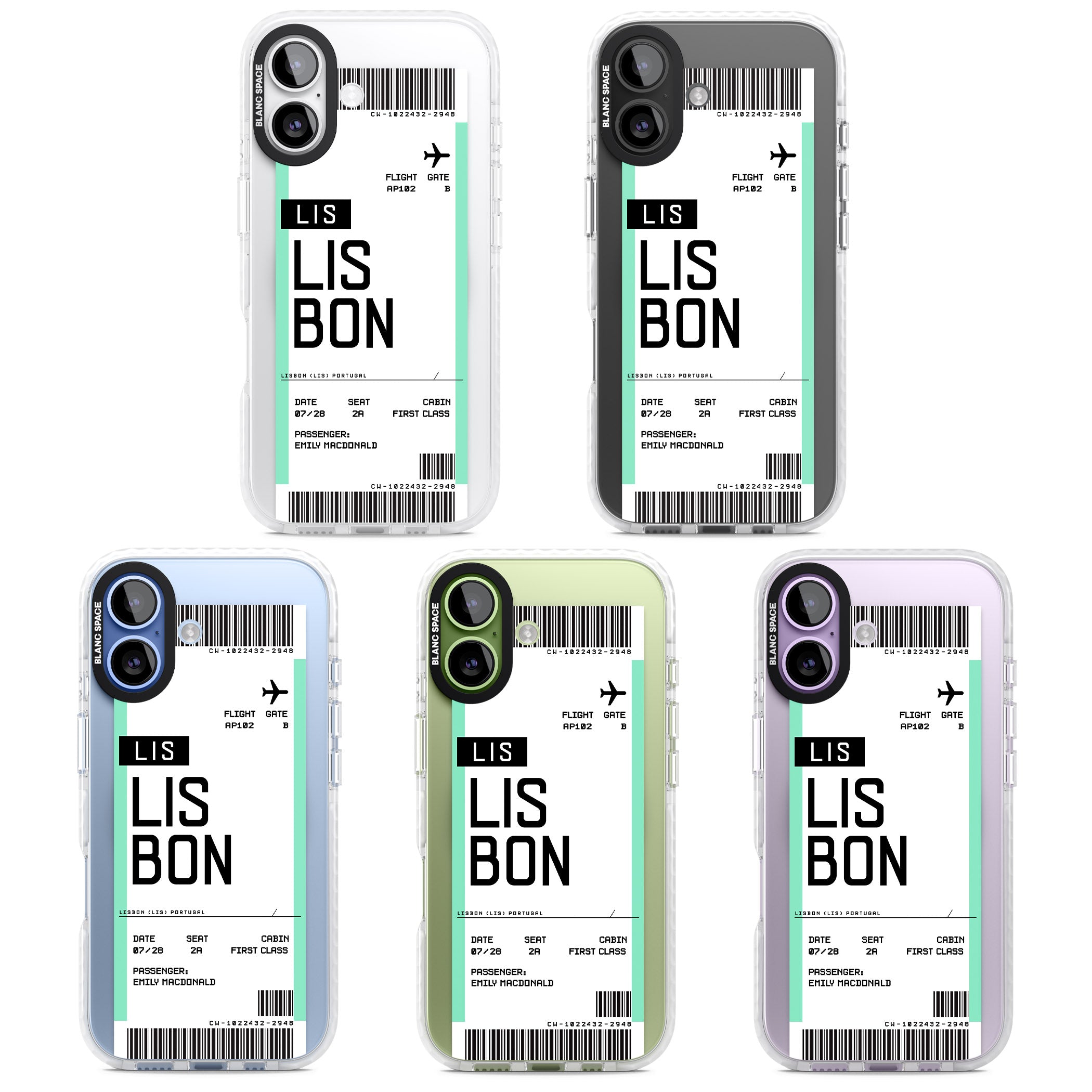 Personalised Lisbon Boarding Pass iPhone 17 Impact Pro Clear Phone Case APT Impact Protection