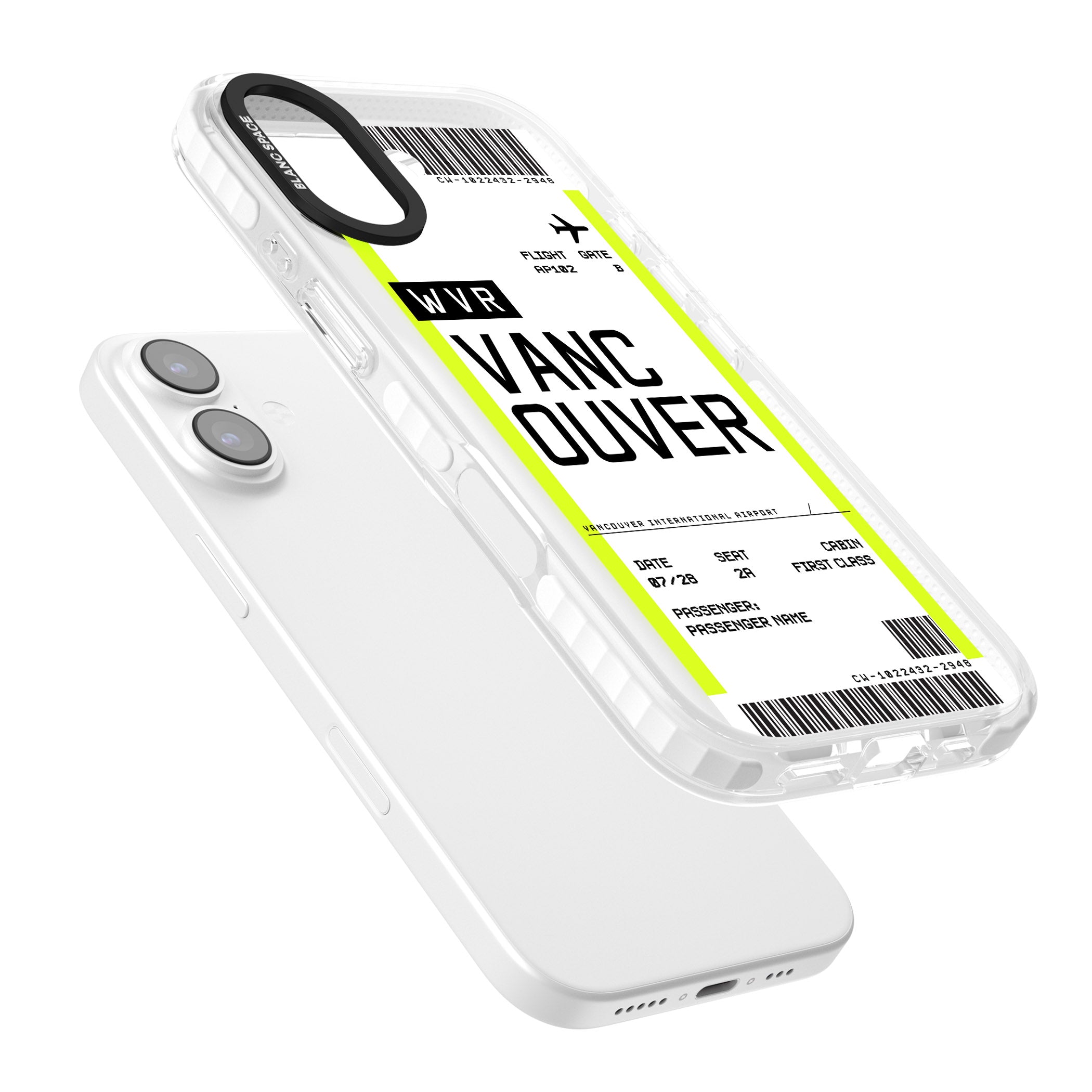 Personalised Vancouver Boarding Pass iPhone 17 Impact Pro Clear Phone Case Colours