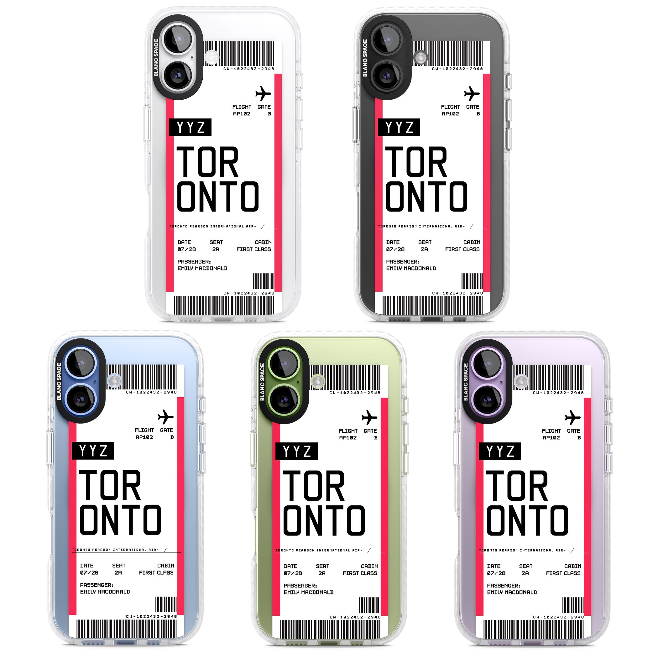 Personalised Toronto Boarding Pass iPhone 17 Impact Pro Clear Phone Case APT Impact Protection