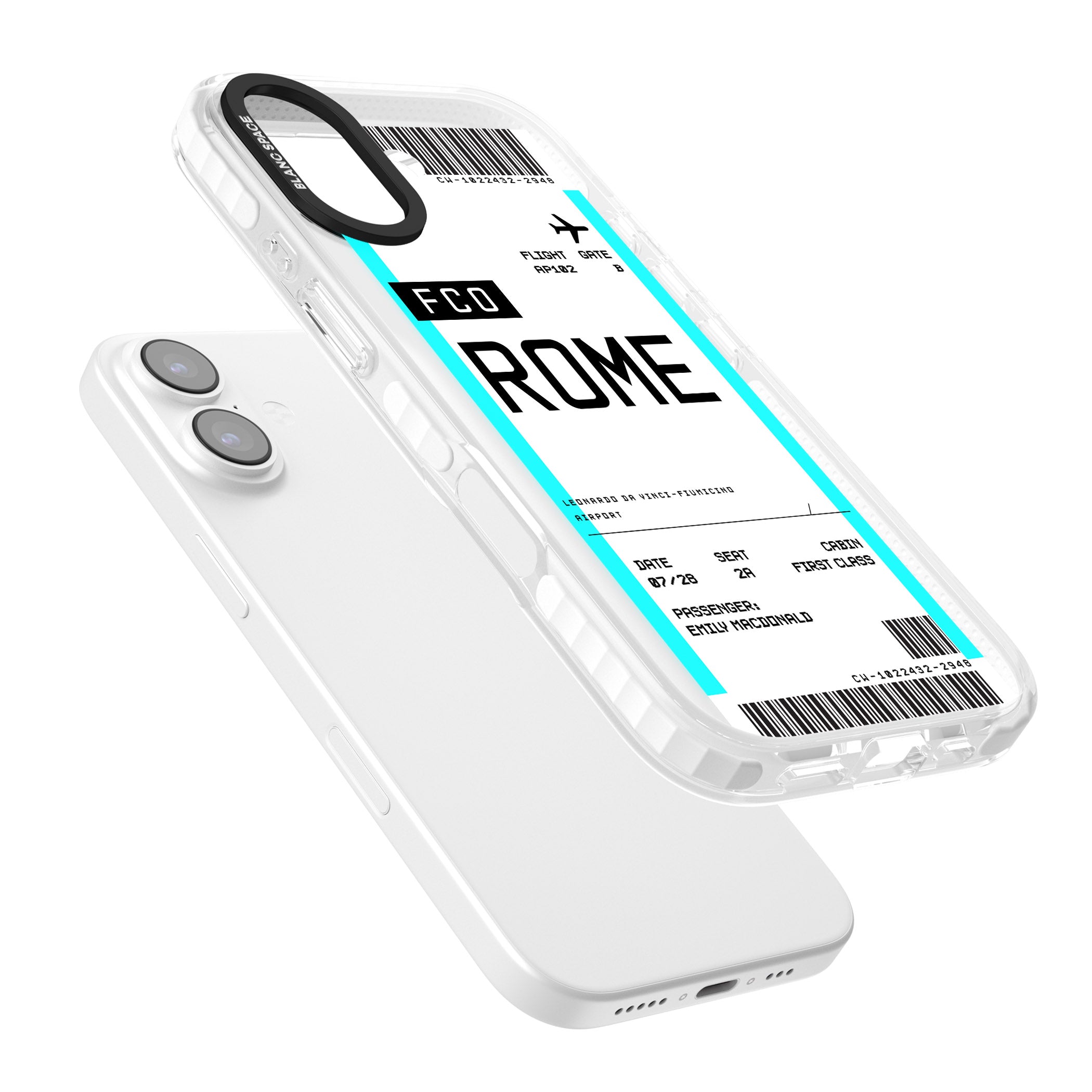 Personalised Rome Boarding Pass iPhone 17 Impact Pro Clear Phone Case Colours