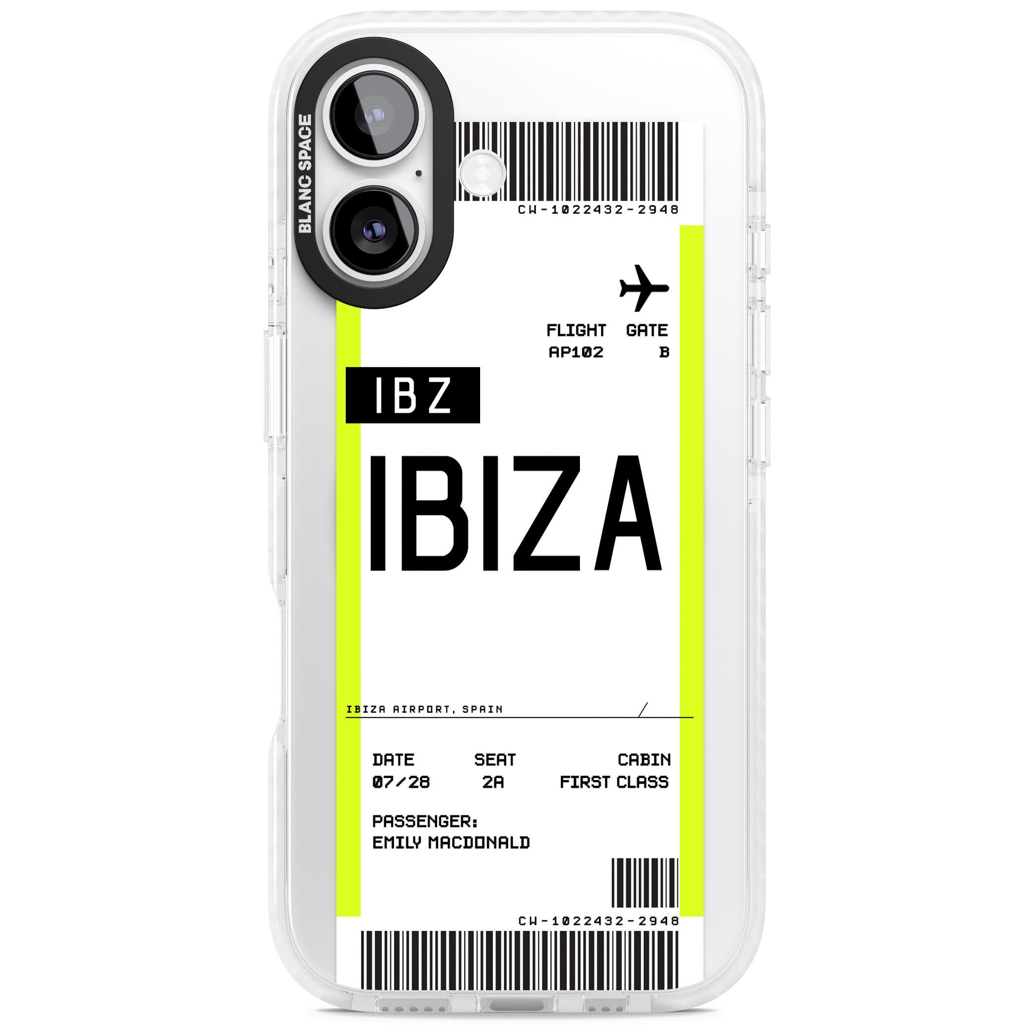 Personalised Ibiza Boarding Pass iPhone 17 Impact Pro Clear Phone Case