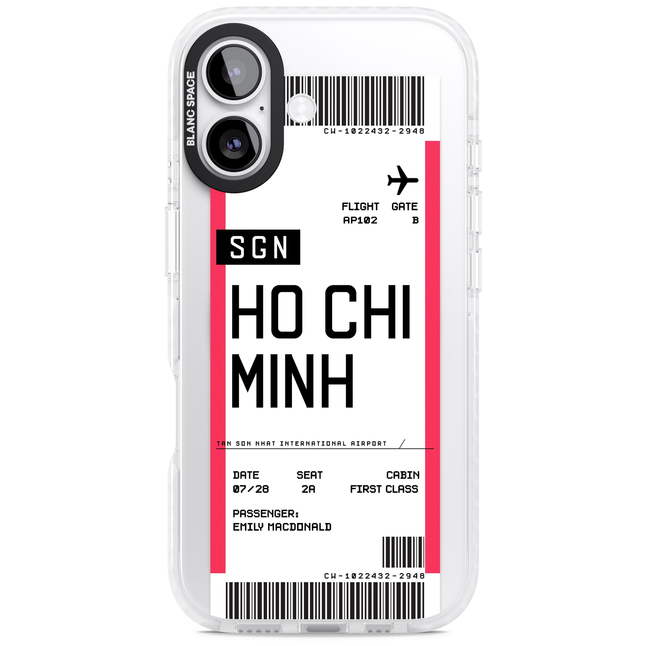 Personalised Ho Chi Minh Boarding Pass iPhone 17 Impact Pro Clear Phone Case