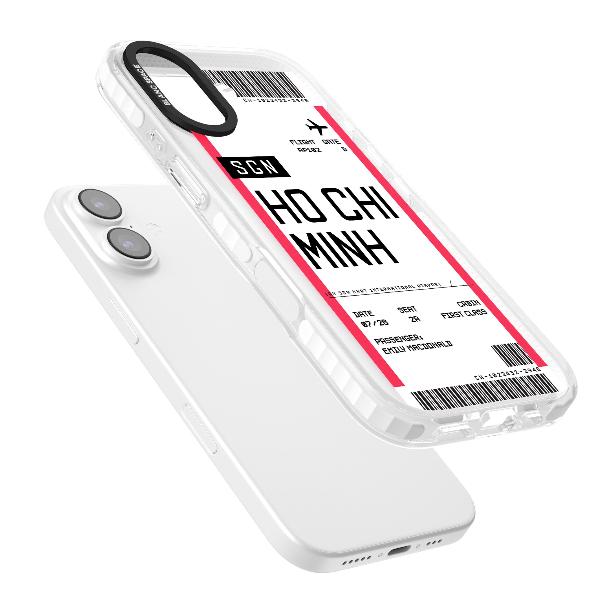 Personalised Ho Chi Minh Boarding Pass iPhone 17 Impact Pro Clear Phone Case Colours
