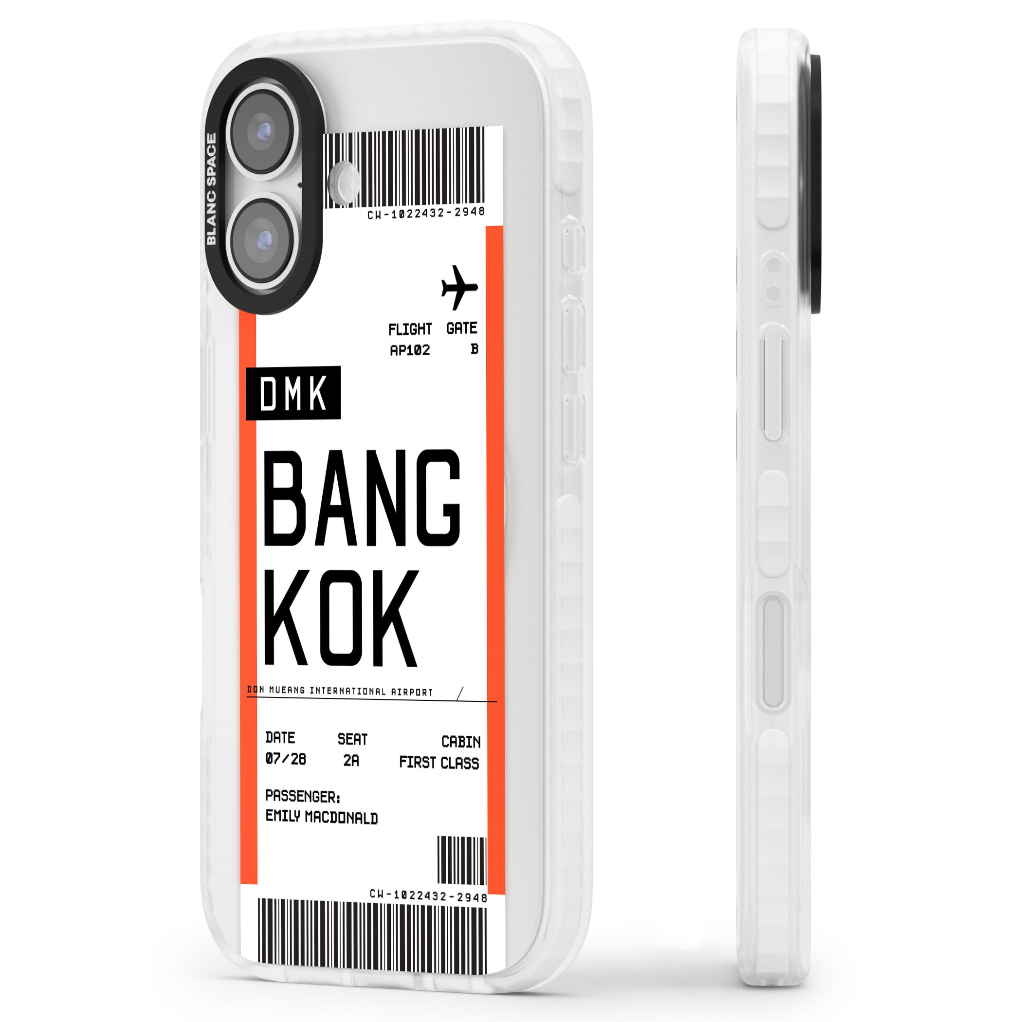 Personalised Bangkok Boarding Pass iPhone 17 Impact Pro Clear Phone Case Side Profile