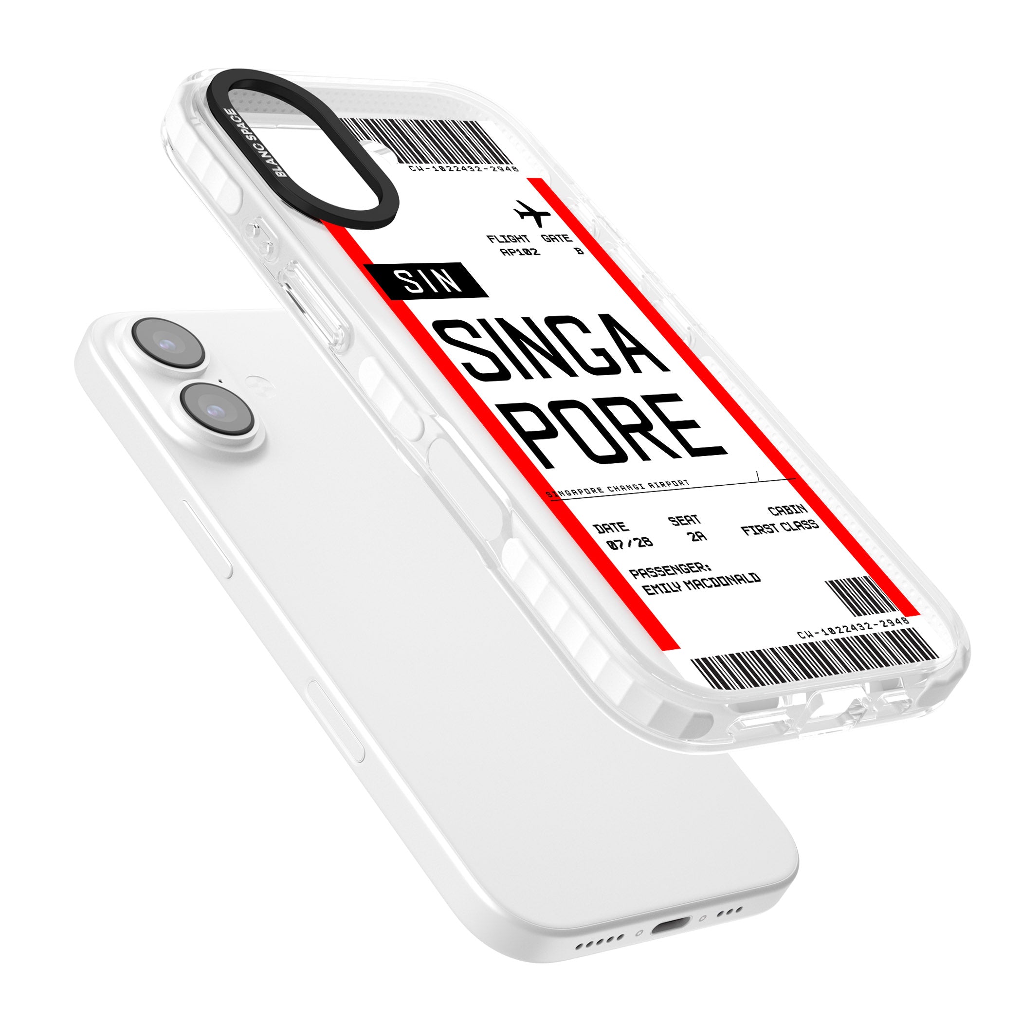 Personalised Singapore Boarding Pass iPhone 17 Impact Pro Clear Phone Case Colours