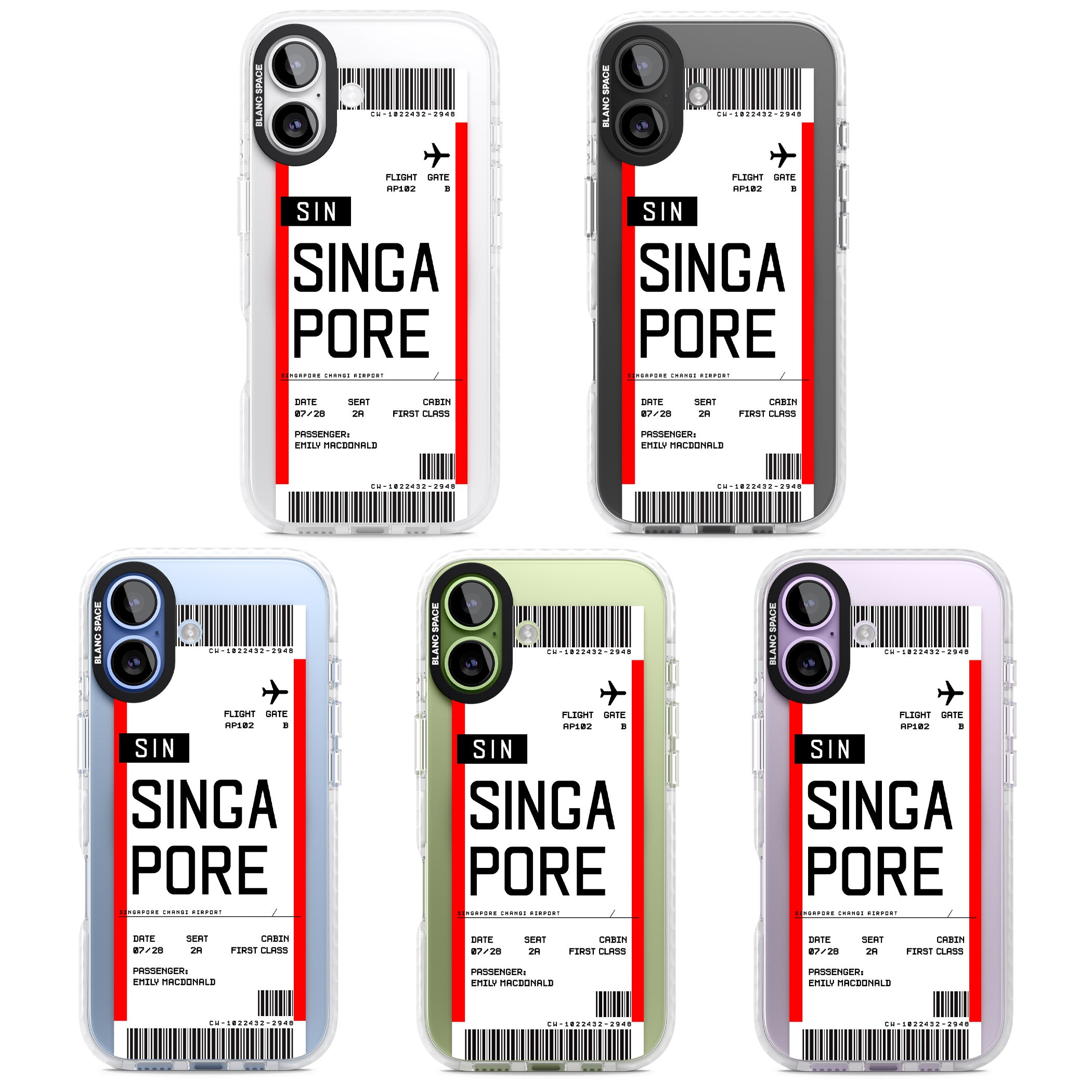 Personalised Singapore Boarding Pass iPhone 17 Impact Pro Clear Phone Case APT Impact Protection