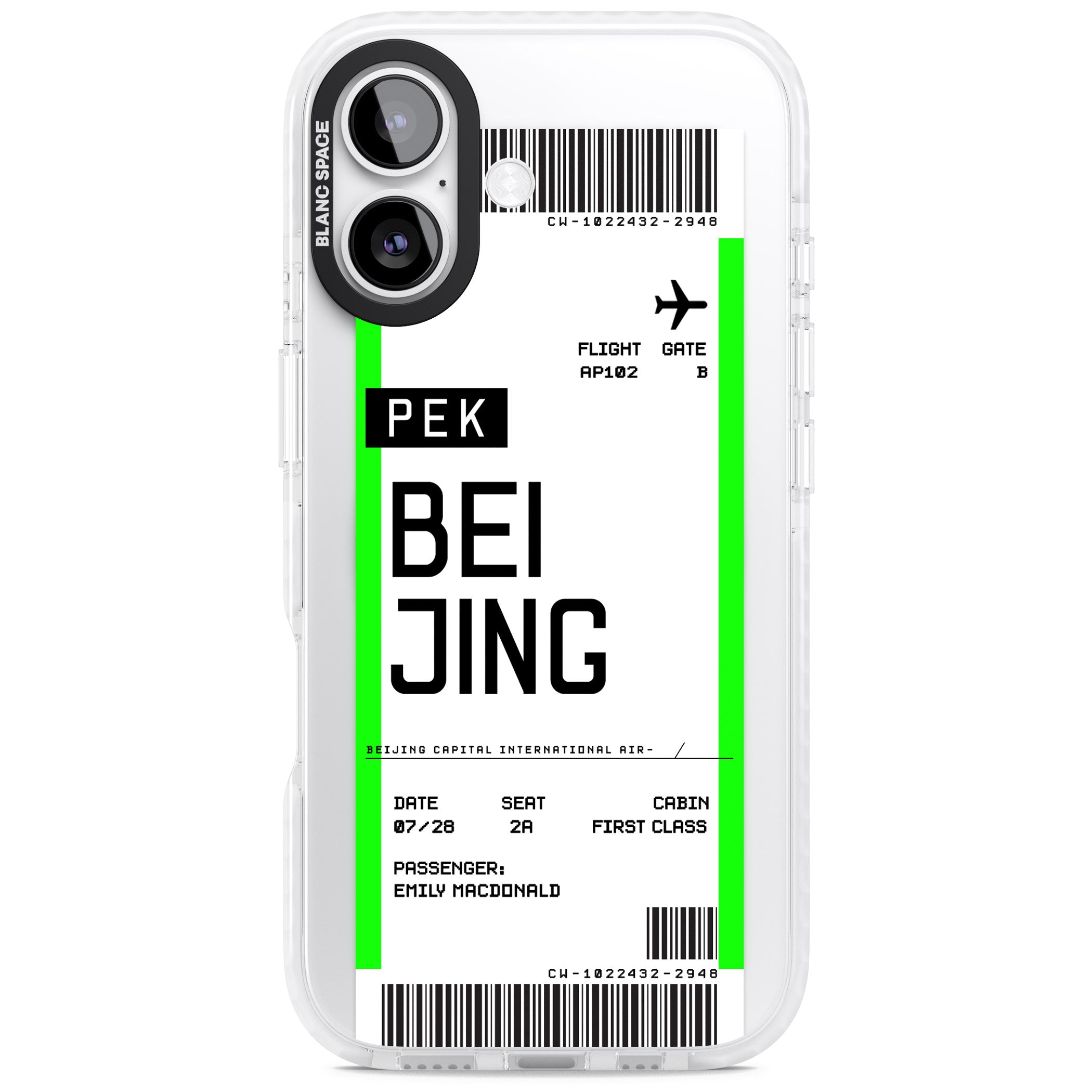 Personalised Beijing Boarding Pass iPhone 17 Impact Pro Clear Phone Case